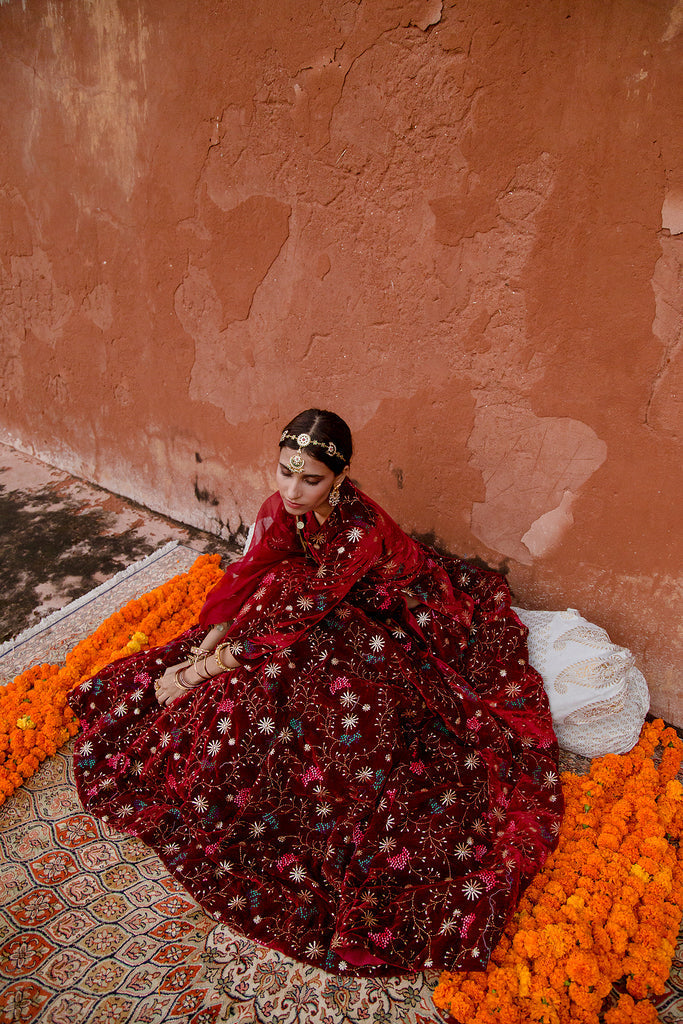 Chaya Maroon Lehenga Gulabo Jaipur