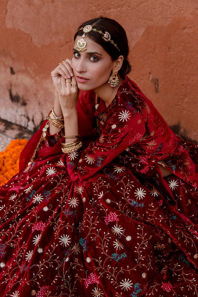 Chaya Maroon Lehenga Gulabo Jaipur