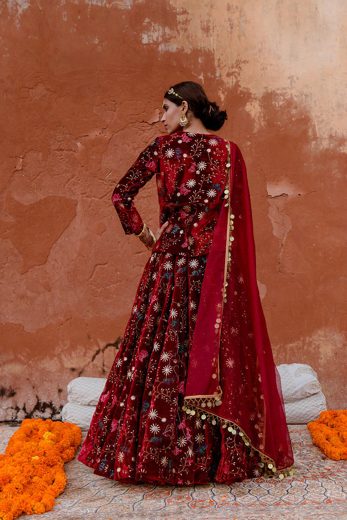 Chaya Maroon Lehenga Gulabo Jaipur