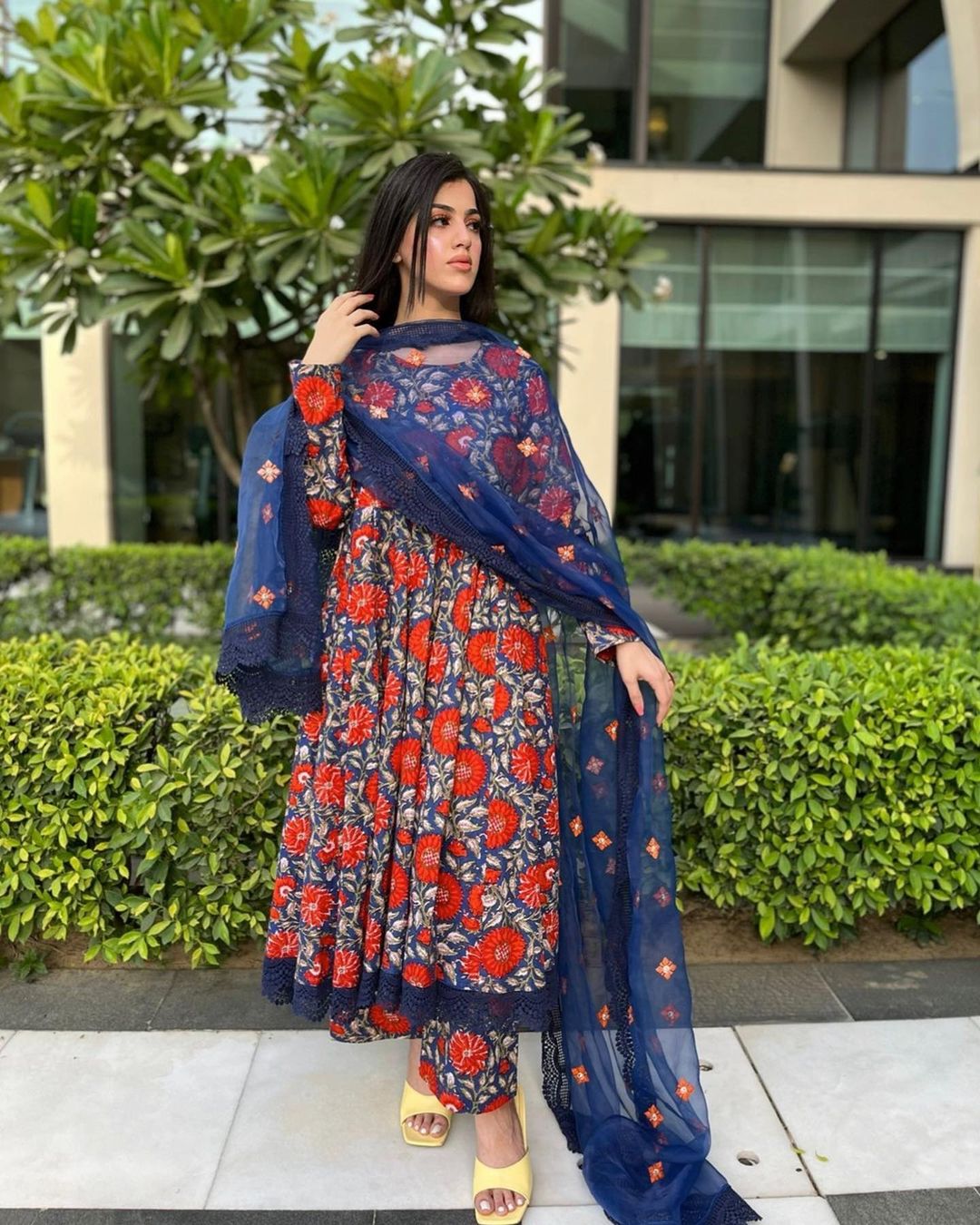 DAHLIA BLUE ANARKALI SET Gulabo Jaipur