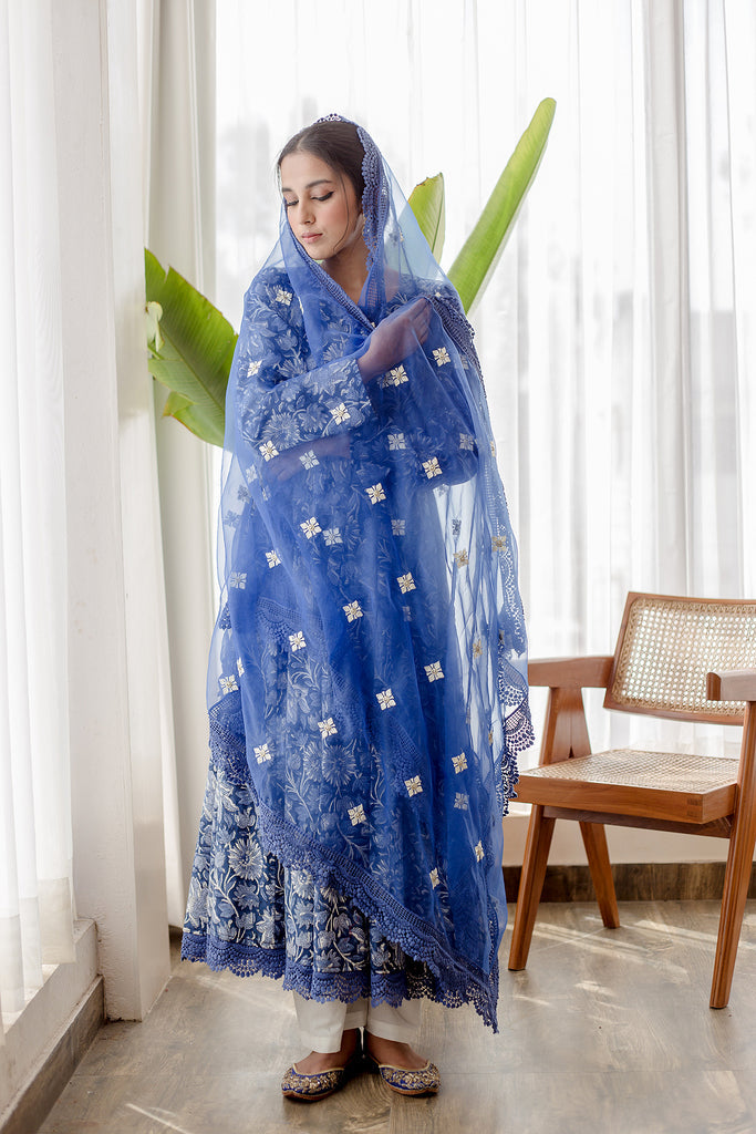 DAHLIA INDIGO ANARKALI SET Gulabo Jaipur