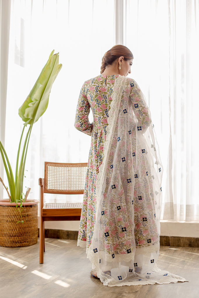 DAHLIA WHITE ANARKALI SET Gulabo Jaipur