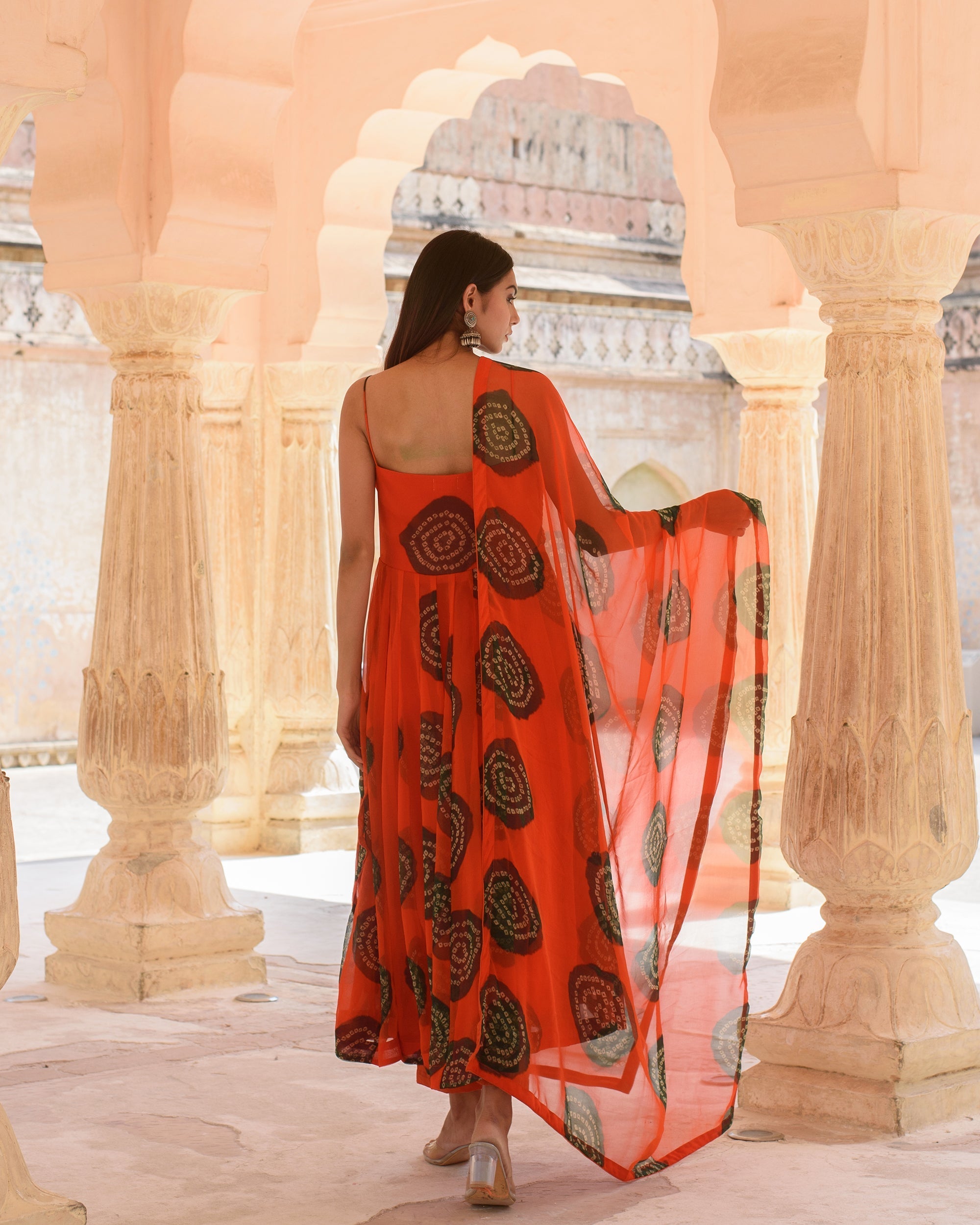 Ehsaas Orange Anarkali Set Gulabo Jaipur