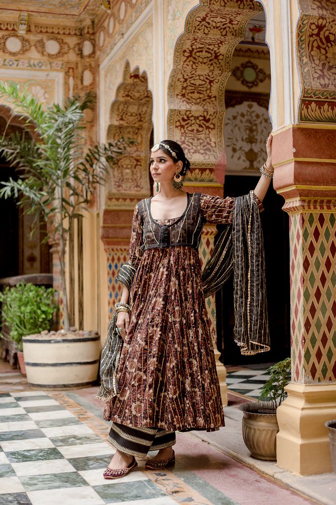 FARAH BLACK ANARKALI SET Gulabo Jaipur