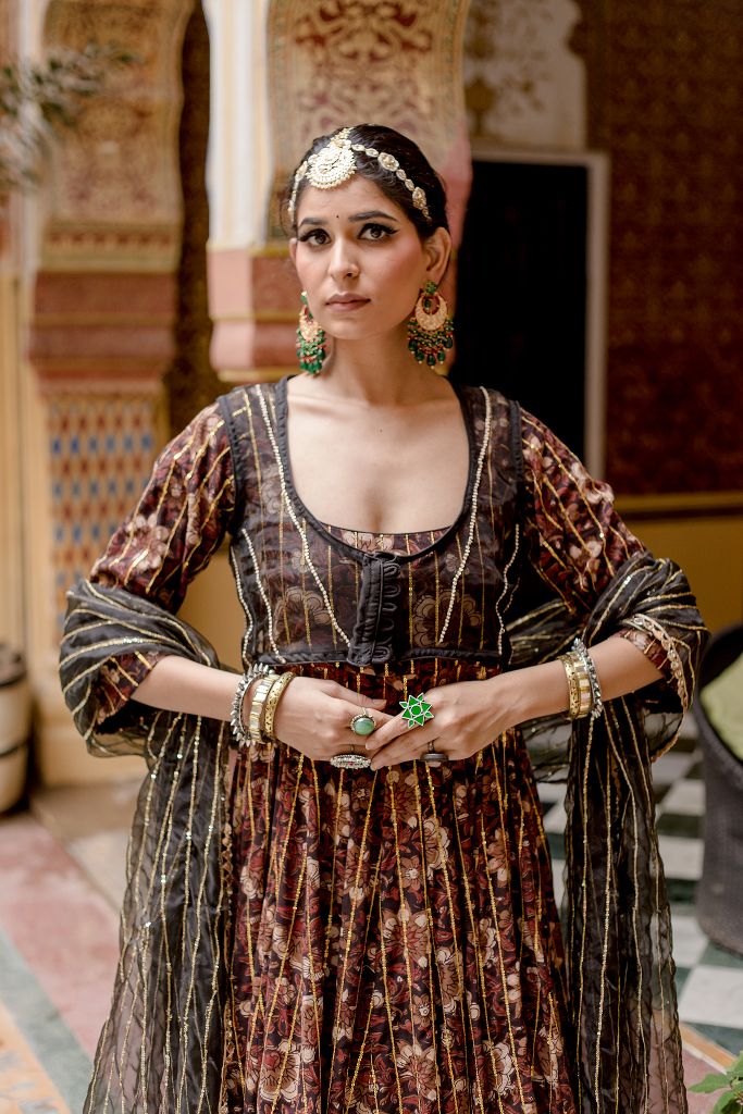 FARAH BLACK ANARKALI SET Gulabo Jaipur