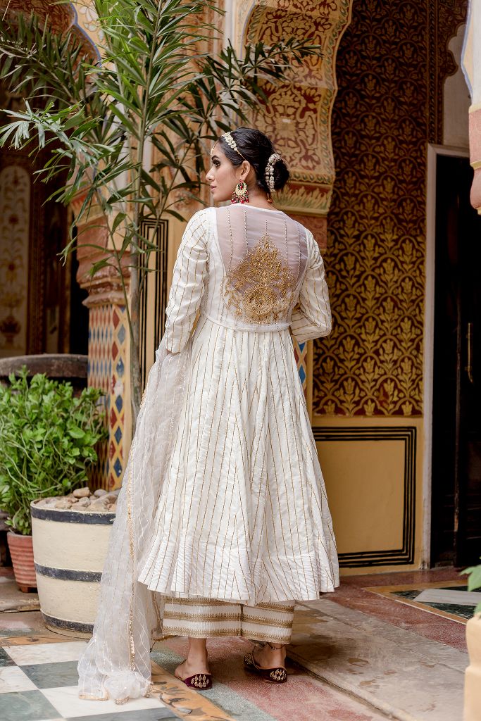 FARAH WHITE ANARKALI SET Gulabo Jaipur