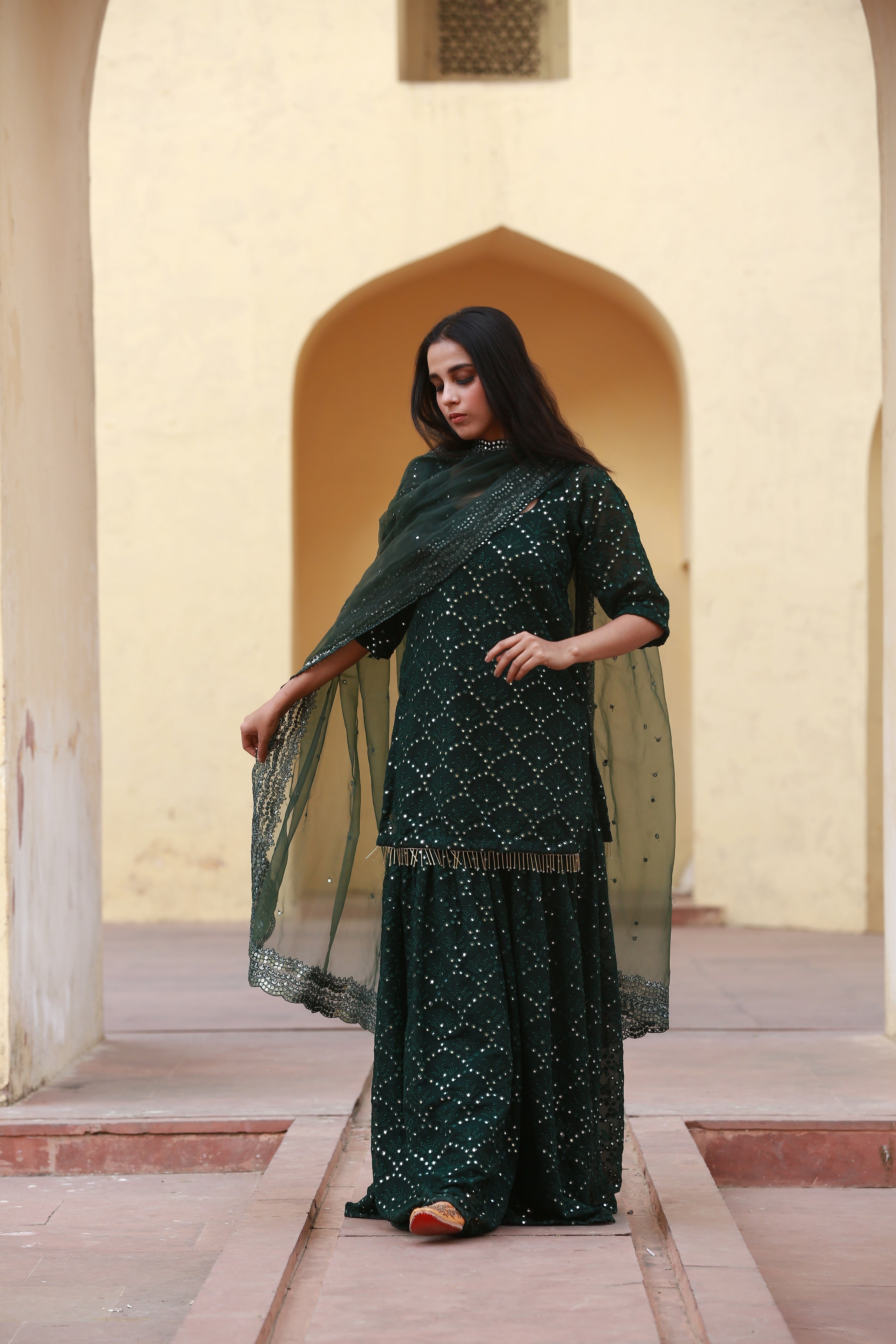 GLORY Emerald Sharara Set Gulabo Jaipur