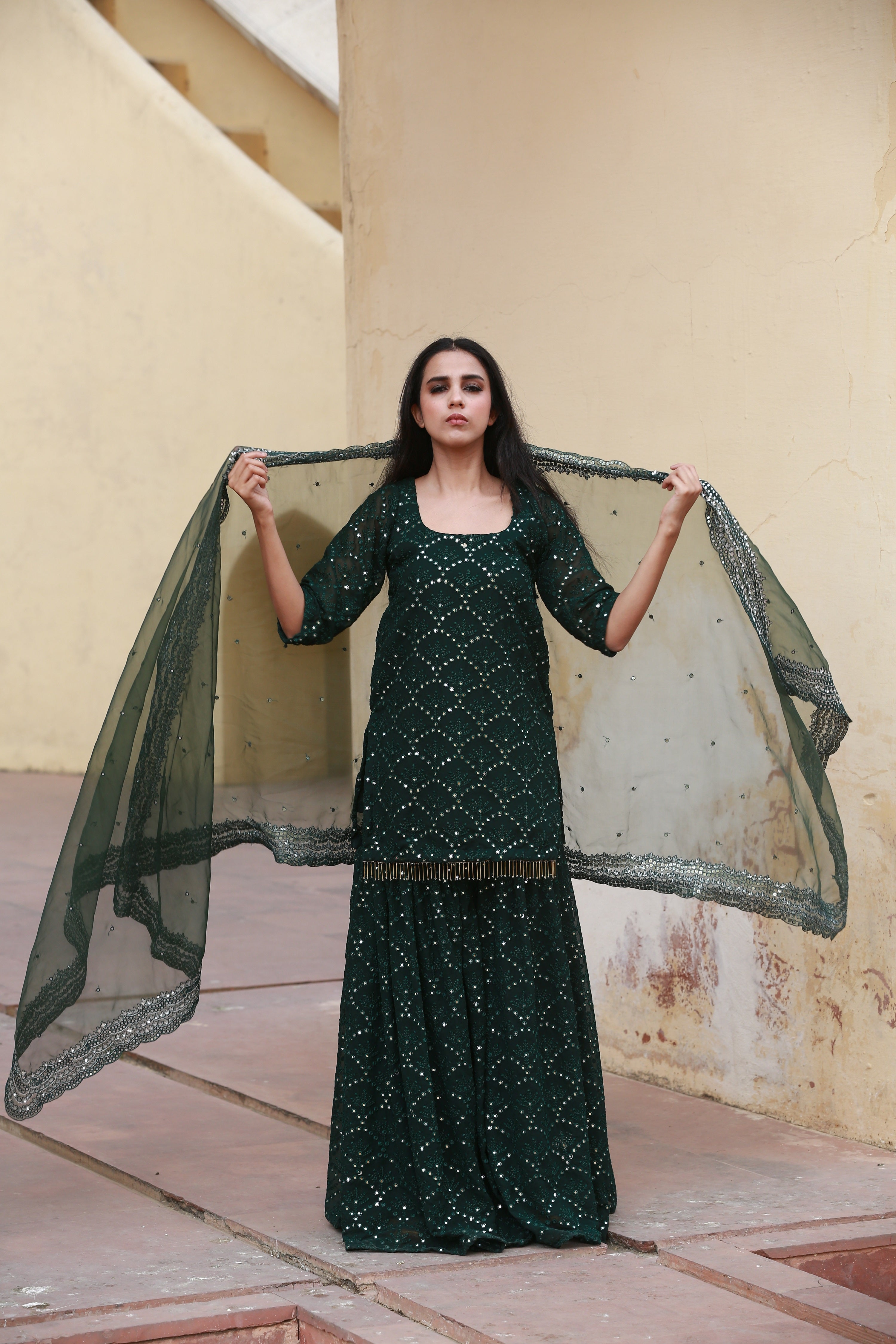 GLORY Emerald Sharara Set Gulabo Jaipur