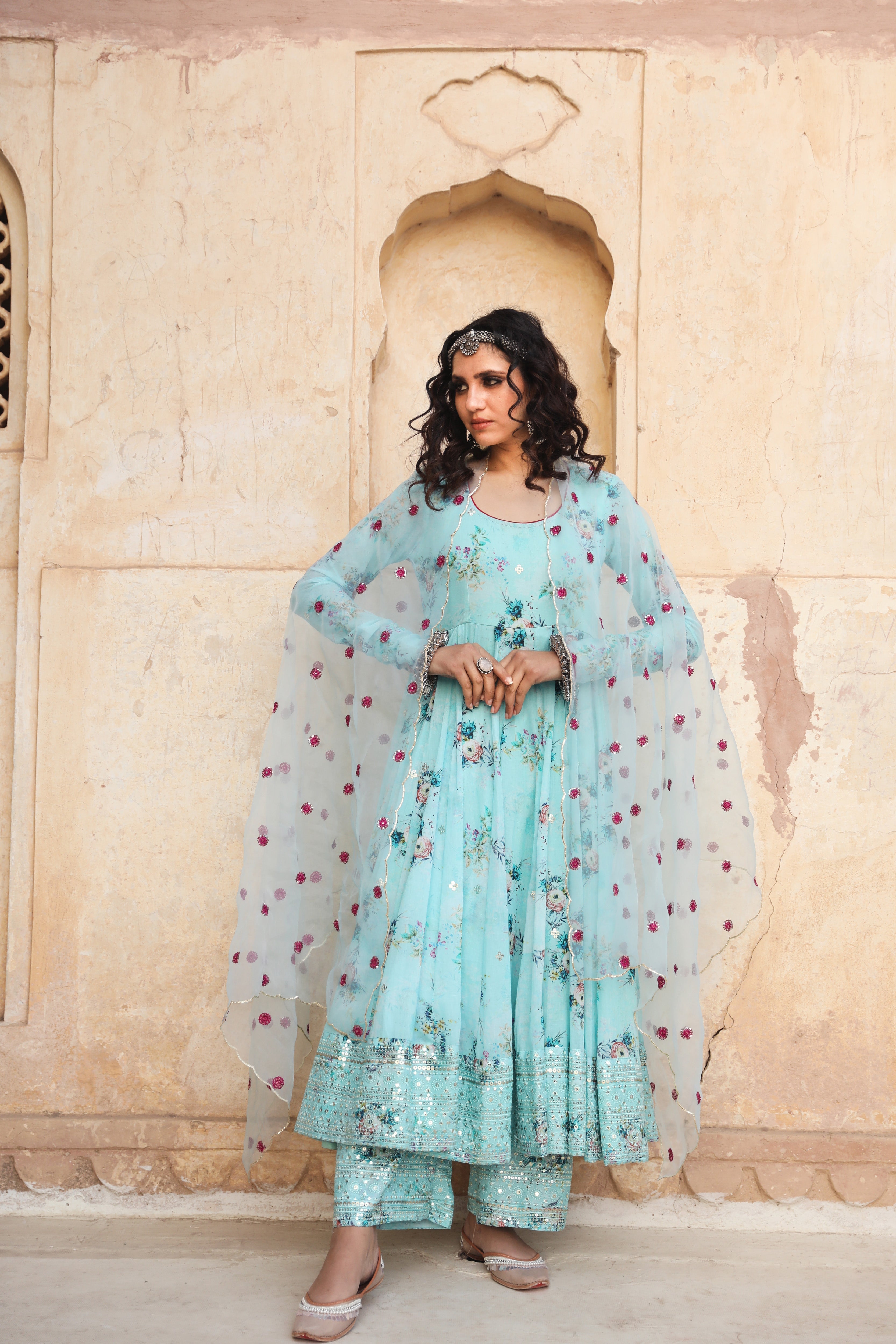 GUL BLUE ANARKALI SET Gulabo Jaipur