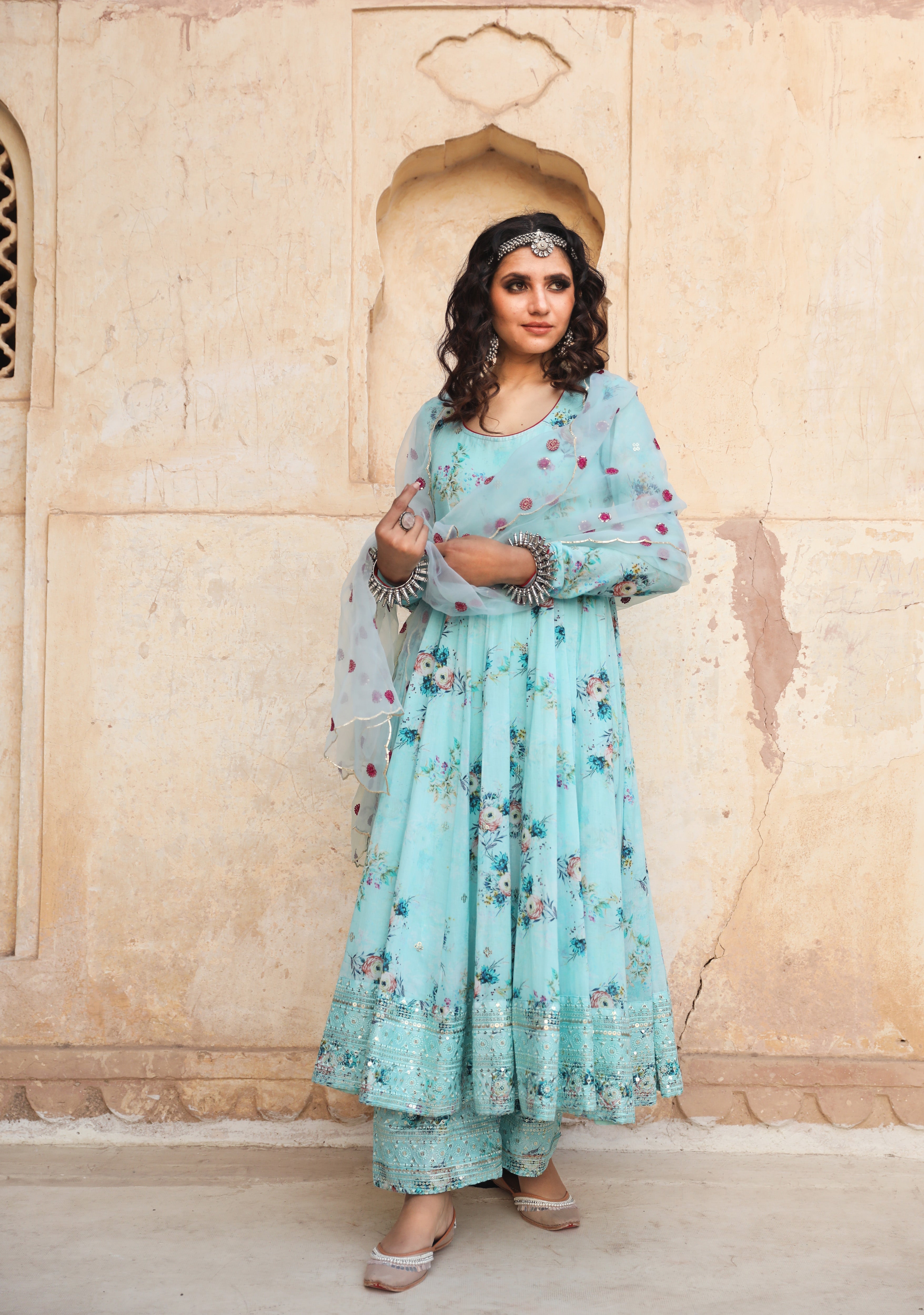 GUL BLUE ANARKALI SET Gulabo Jaipur