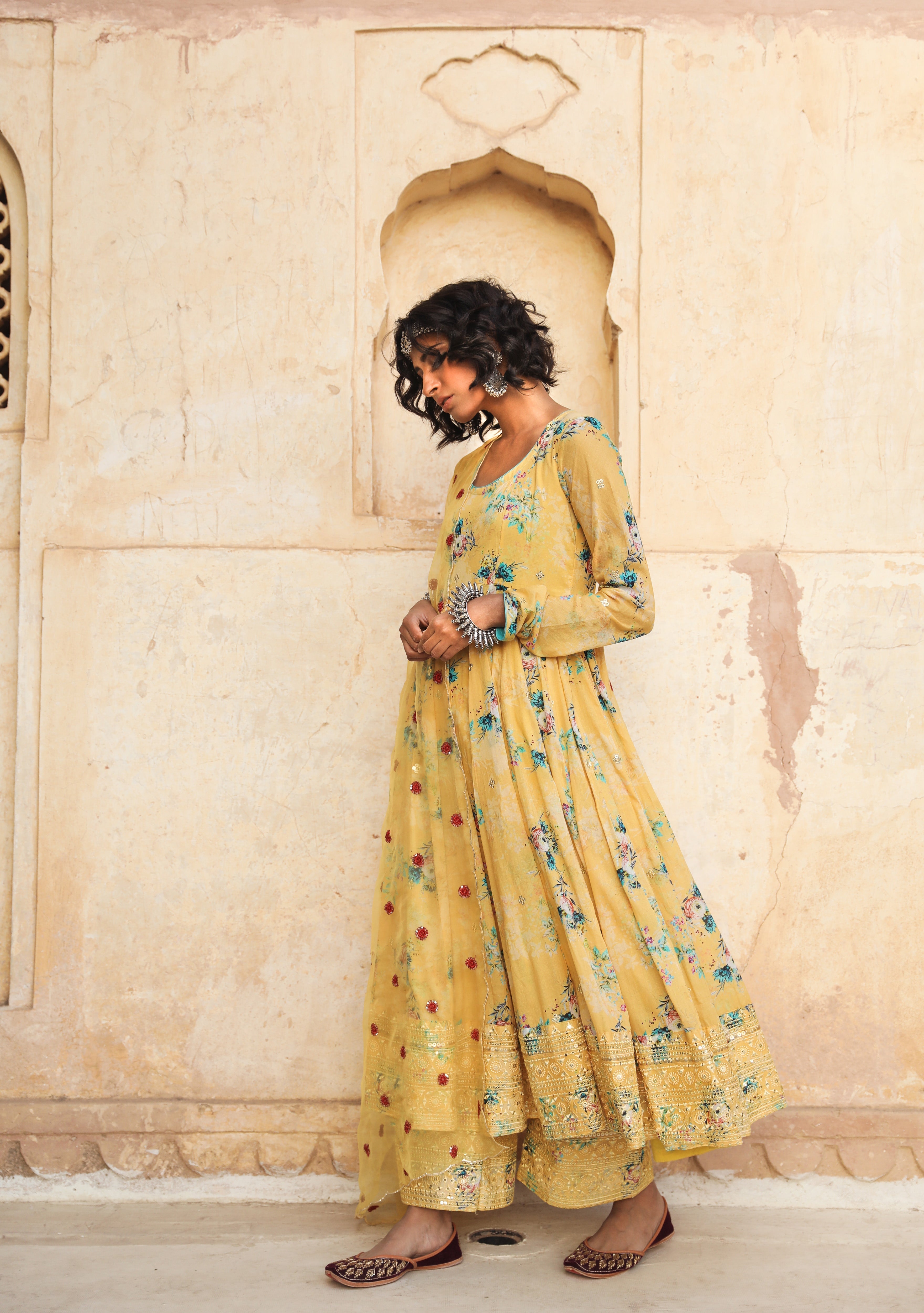 GUL YELLOW ANARKALI SET Gulabo Jaipur