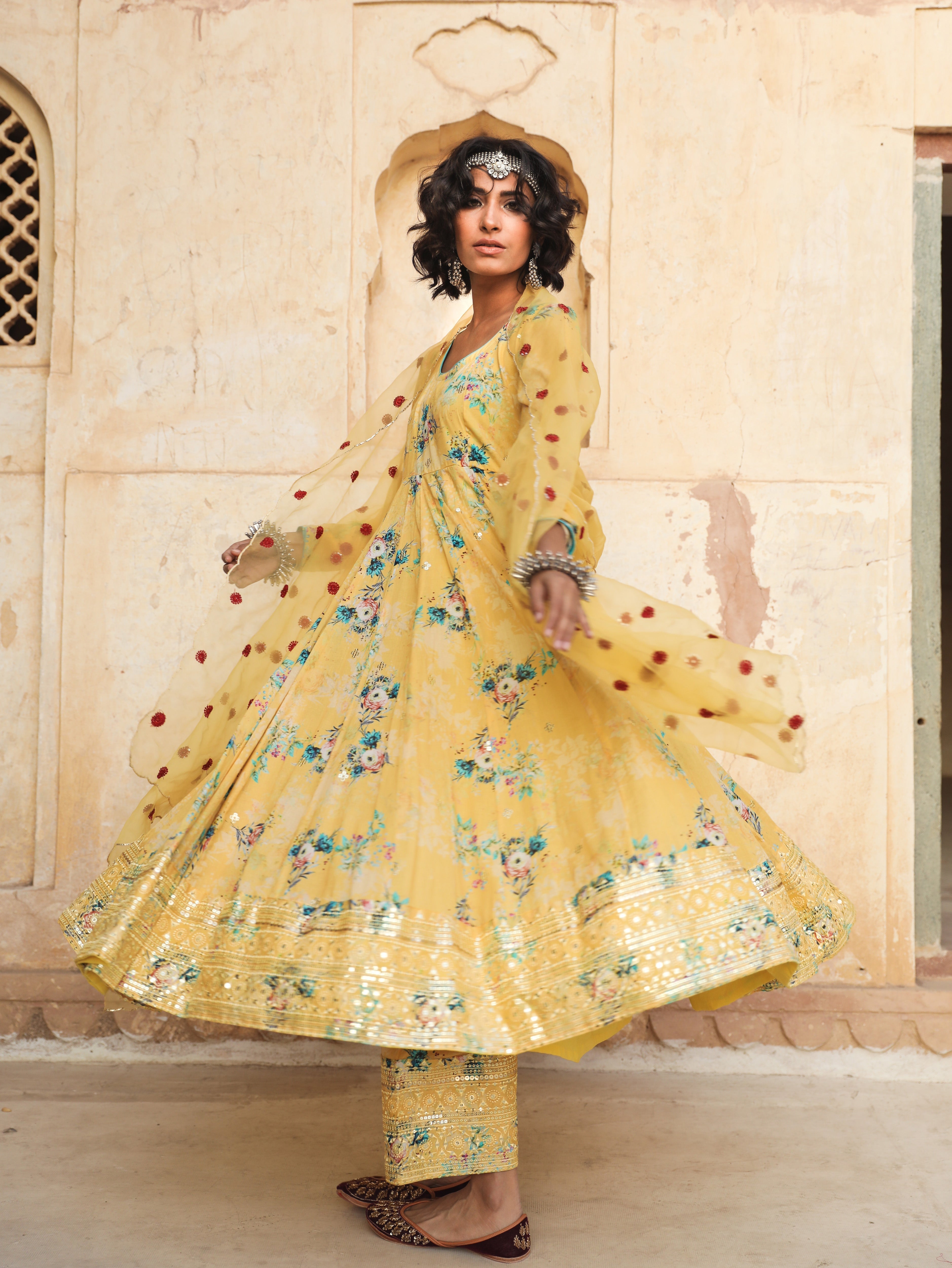 GUL YELLOW ANARKALI SET Gulabo Jaipur