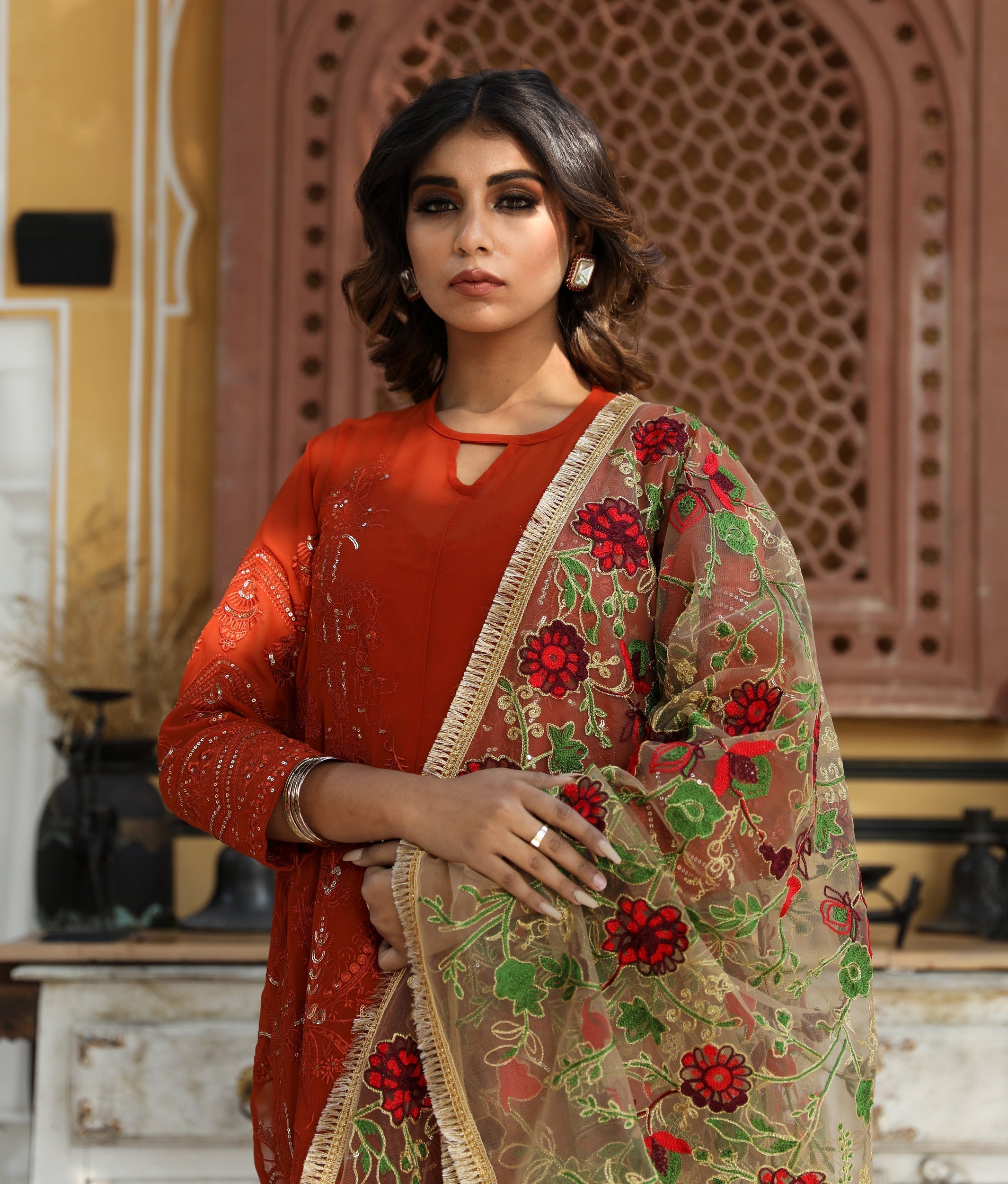 Gulnaz Burnt Orange Set Gulabo Jaipur