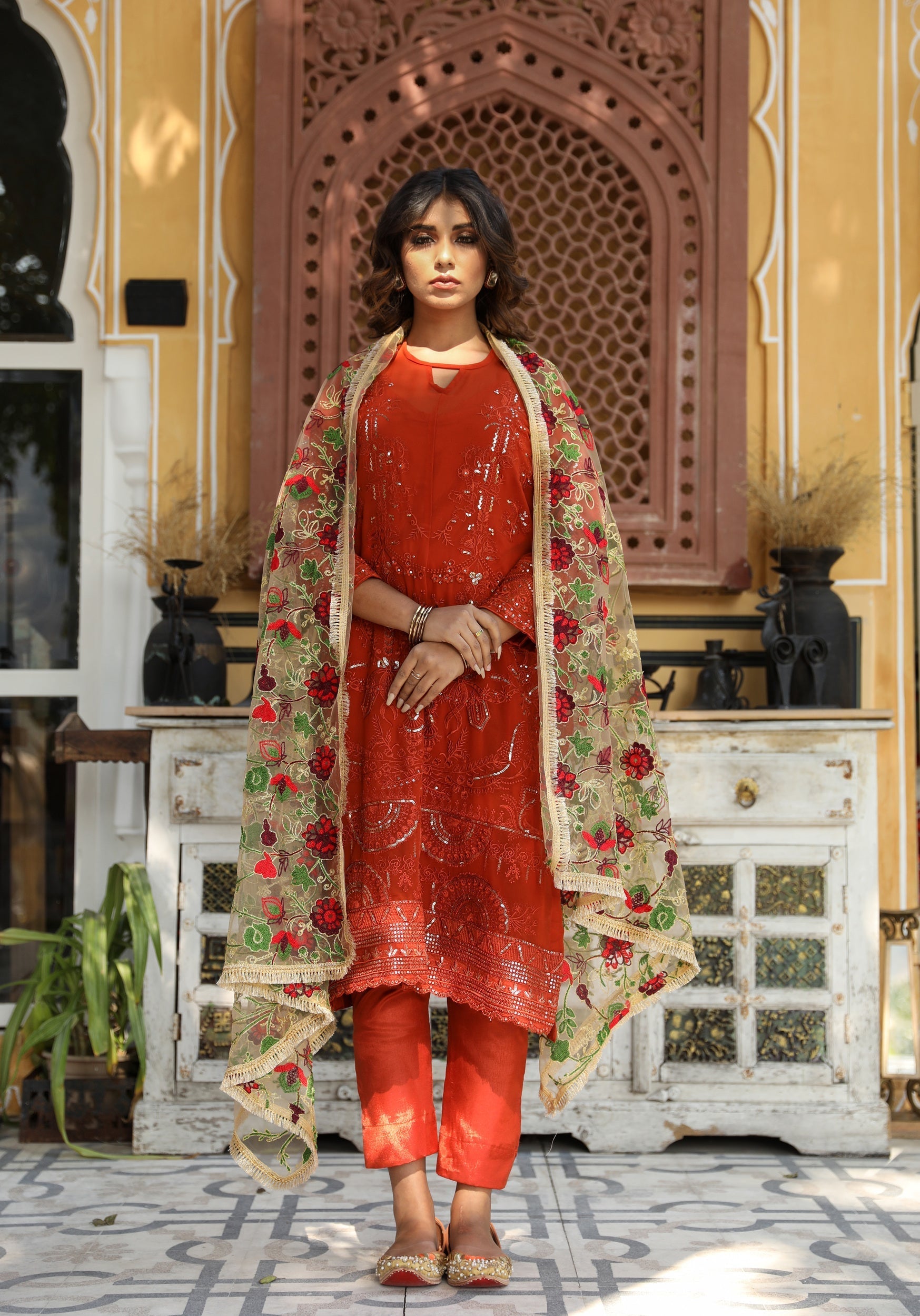 Gulnaz Burnt Orange Set Gulabo Jaipur