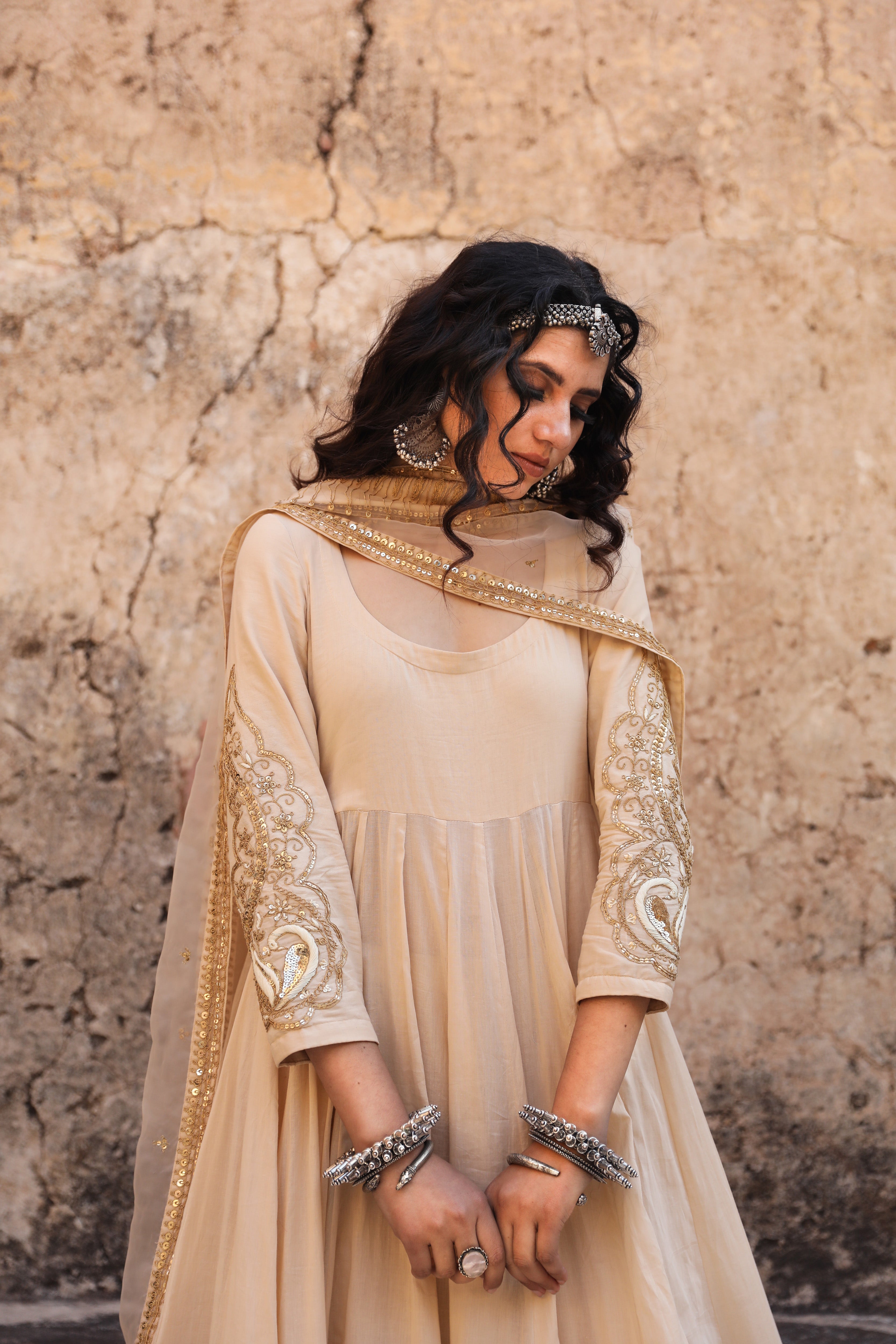 Beautiful Beige Anarkali good dress