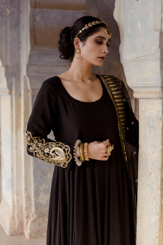 Gulzar Black Anarkali set Gulabo Jaipur