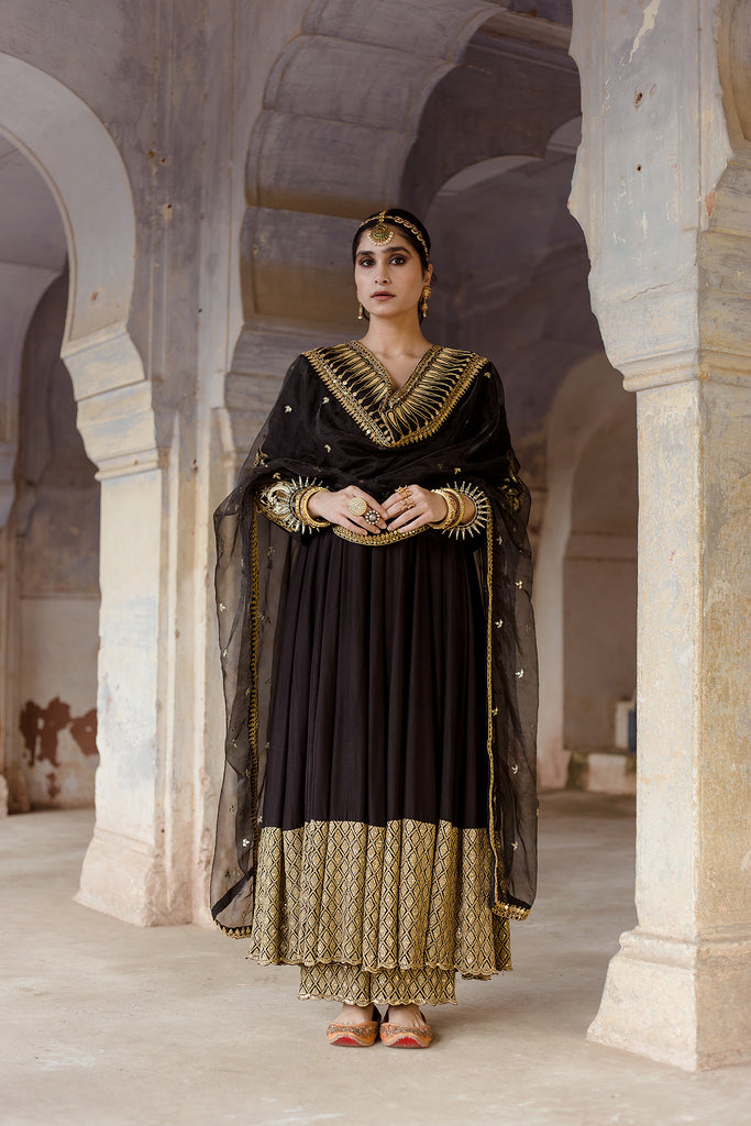 Gulzar Black Anarkali set Gulabo Jaipur