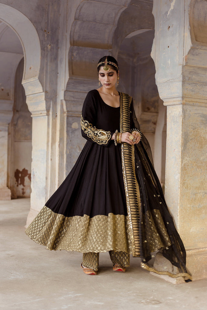 Gulzar Black Anarkali set Gulabo Jaipur