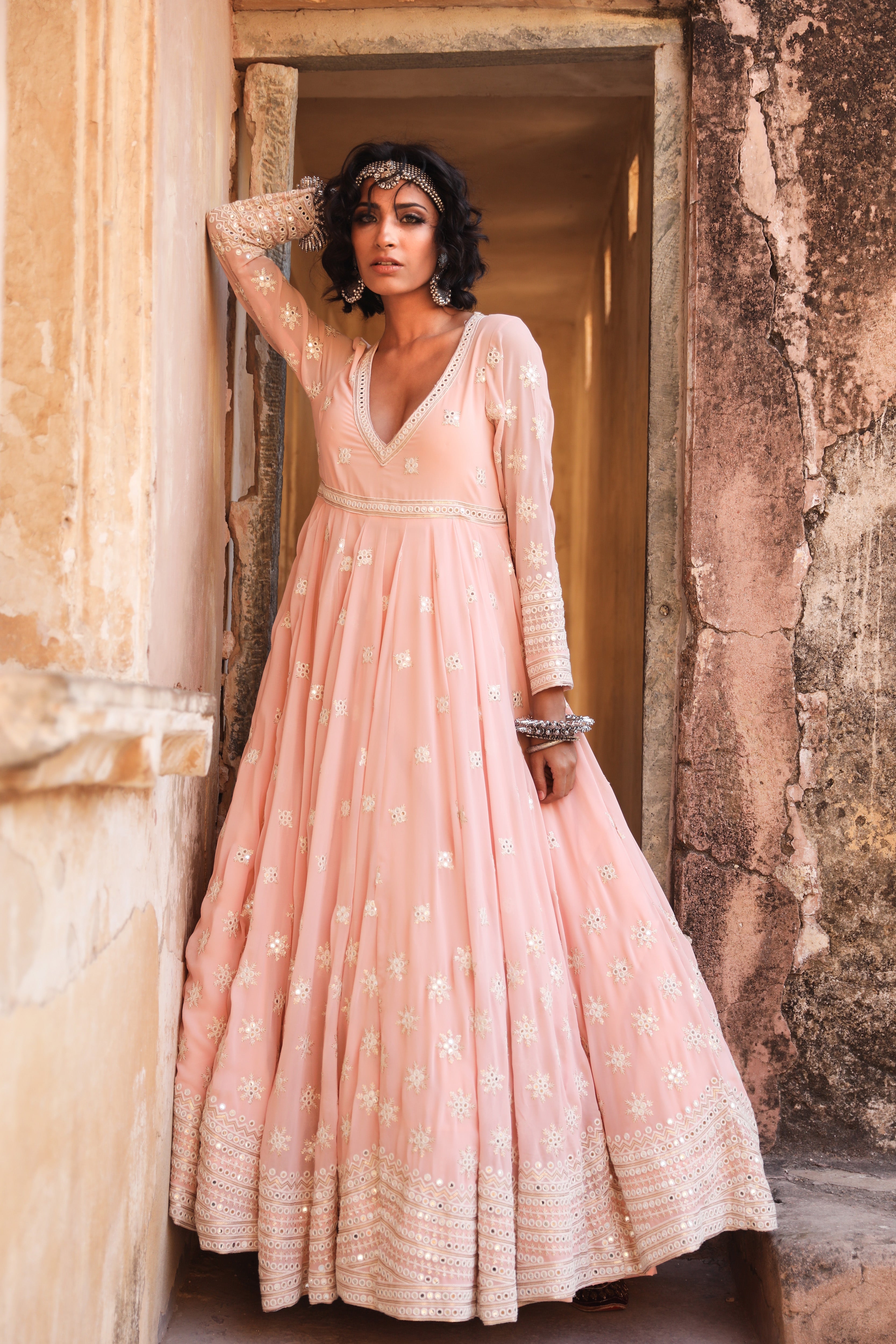 HASEEN PEACH GOWN Gulabo Jaipur