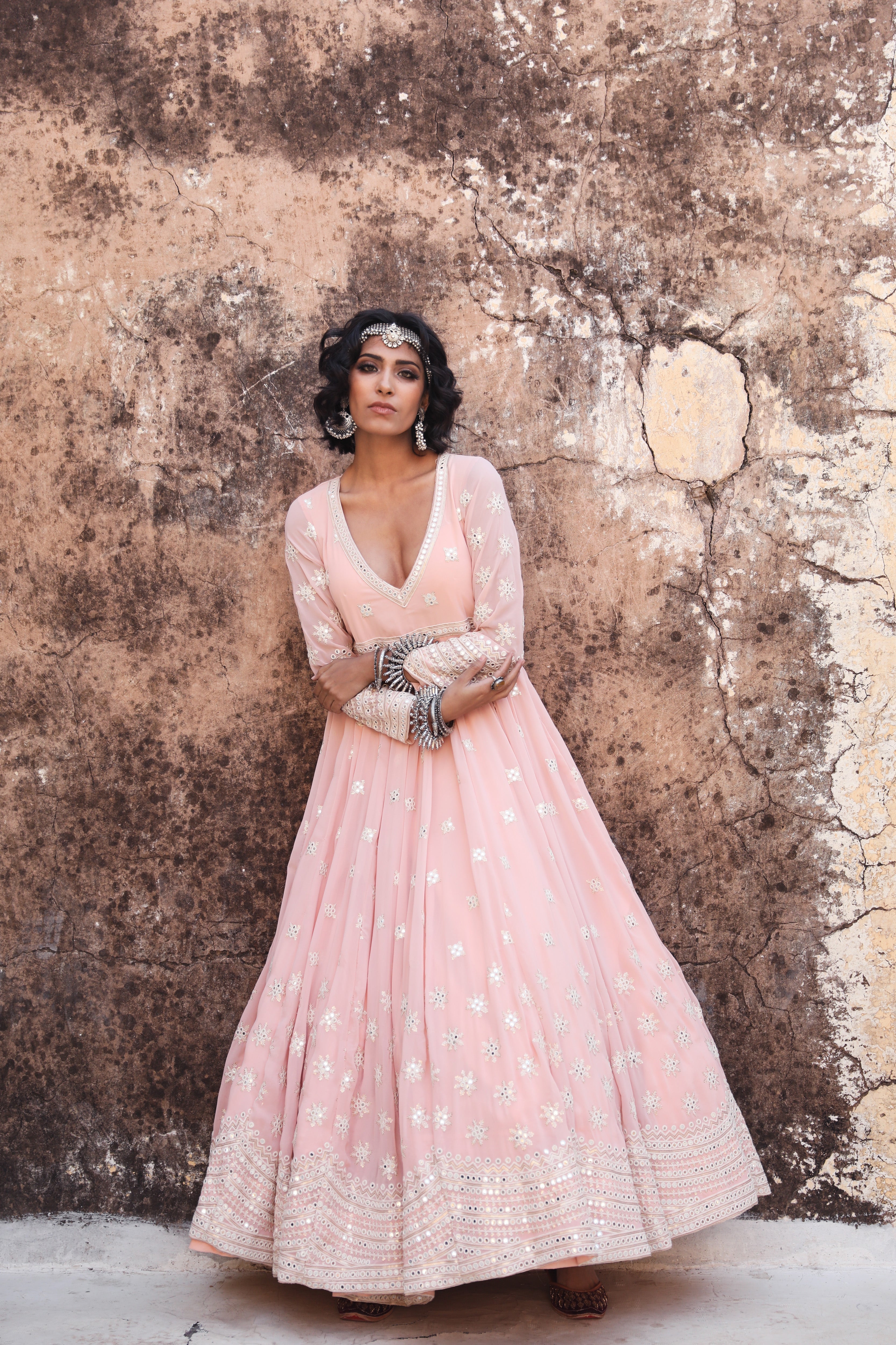 HASEEN PEACH GOWN Gulabo Jaipur