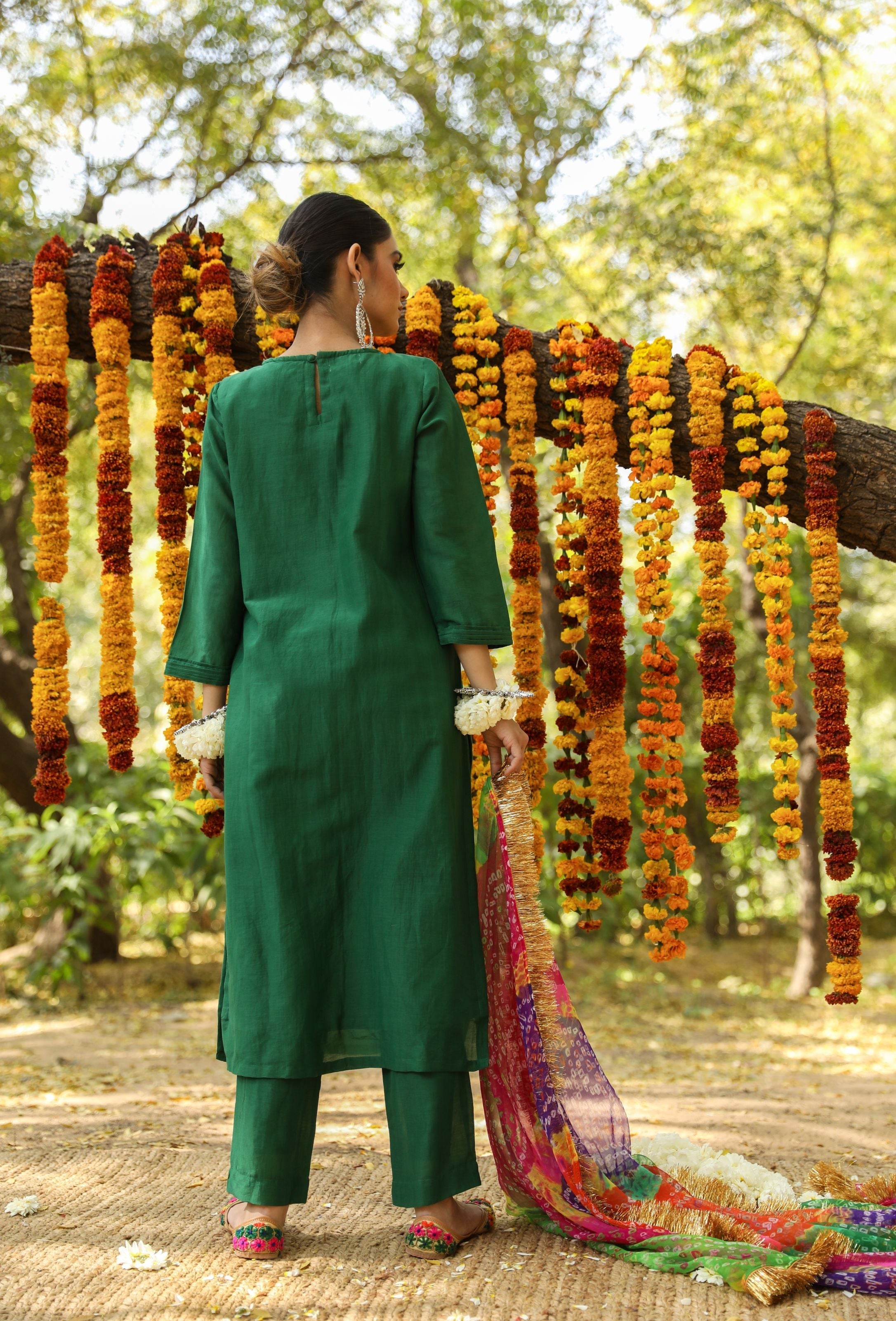 HEMA GREEN STRAIGHT SET Gulabo Jaipur