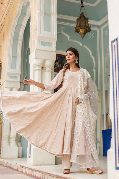 Hairat Grey Anarkali Set Gulabo Jaipur