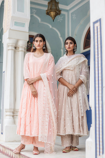 Hairat Peach Anarkali Set Gulabo Jaipur