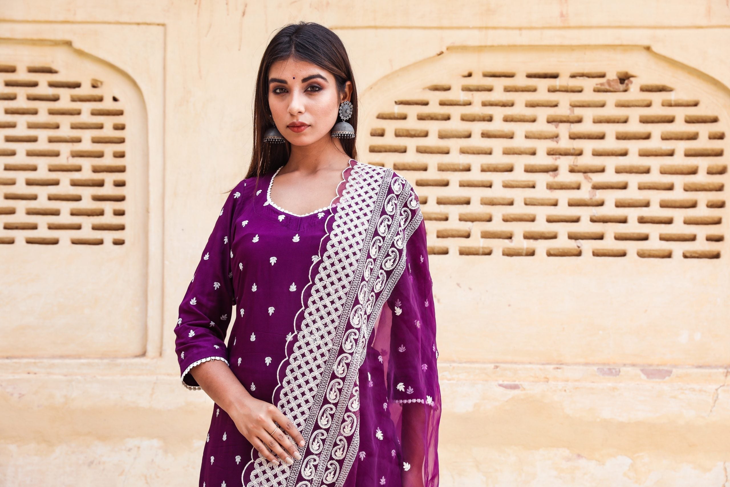 Hairat Purple Straight Set Gulabo Jaipur