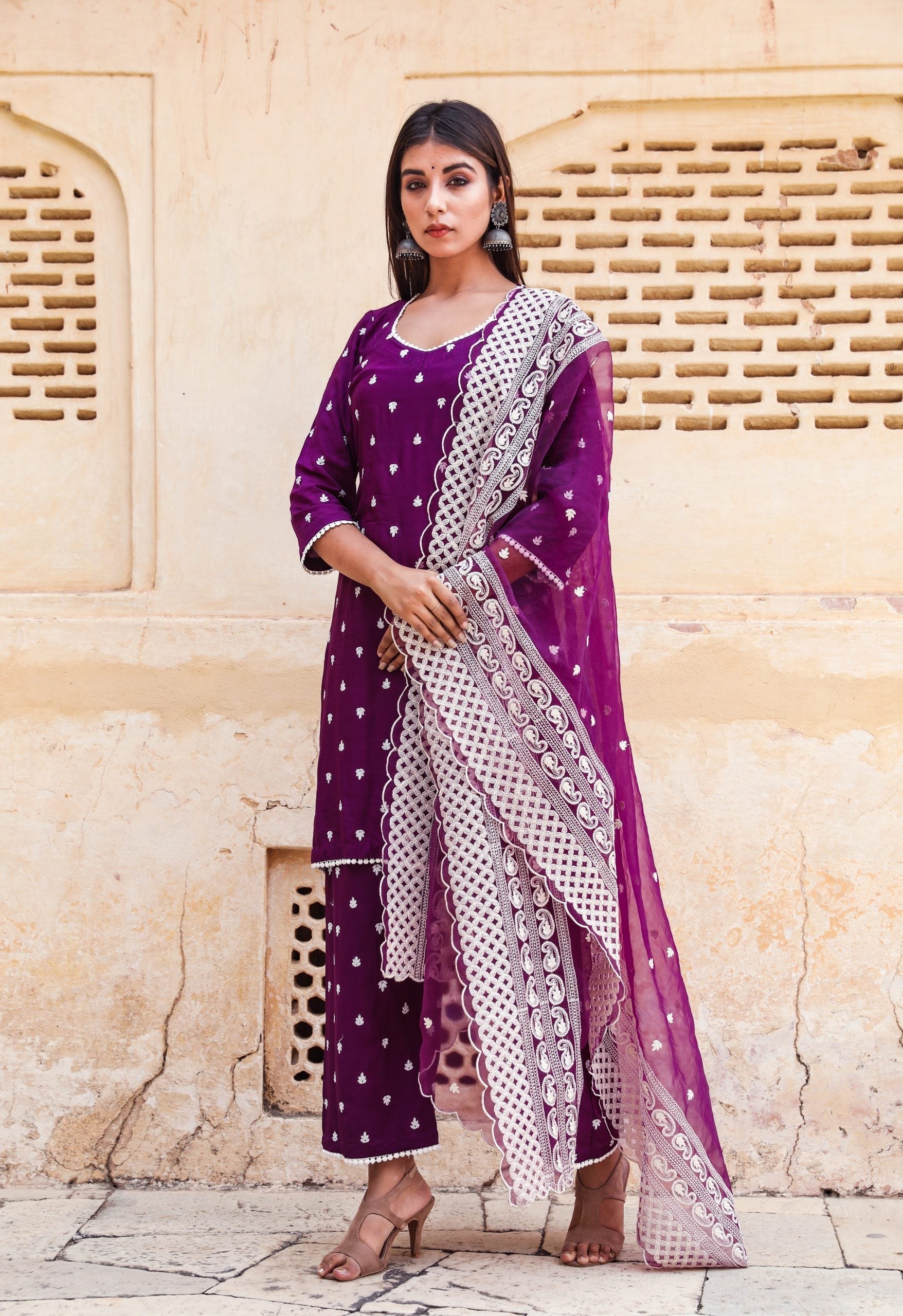 Hairat Purple Straight Set Gulabo Jaipur