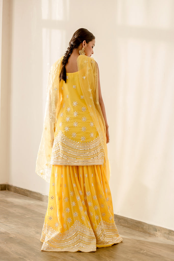 Haseen Yellow Sharara Set Gulabo Jaipur