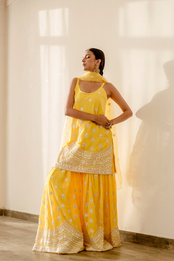 Haseen Yellow Sharara Set Gulabo Jaipur