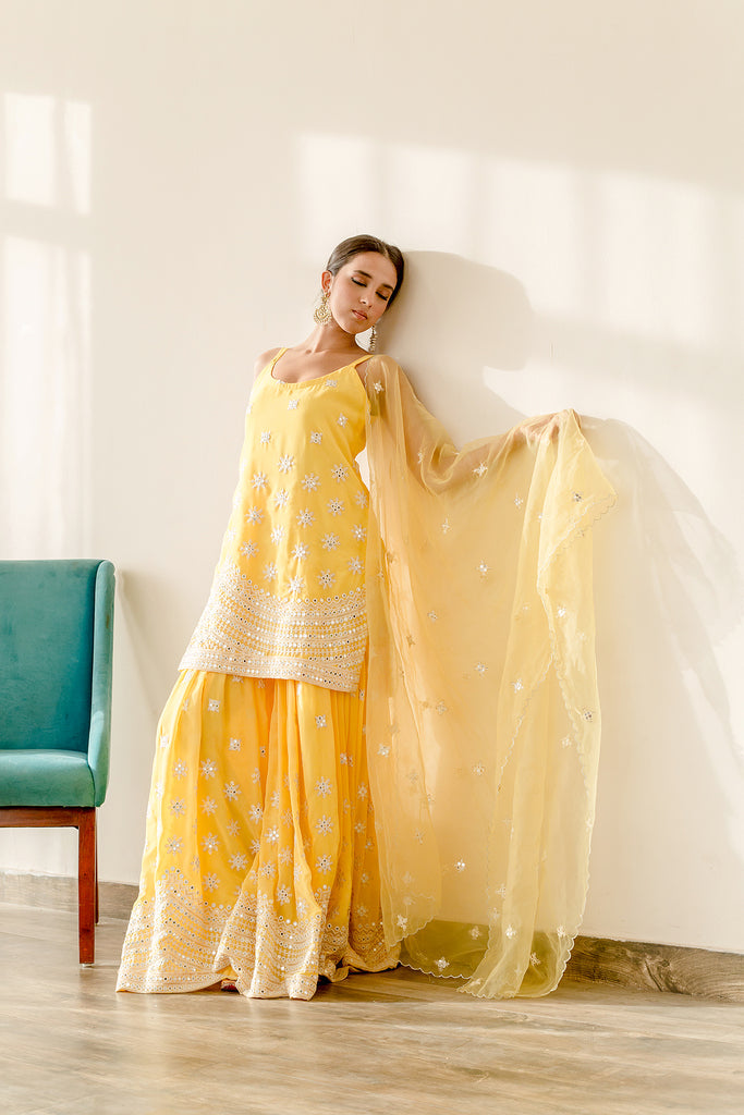 Haseen Yellow Sharara Set Gulabo Jaipur