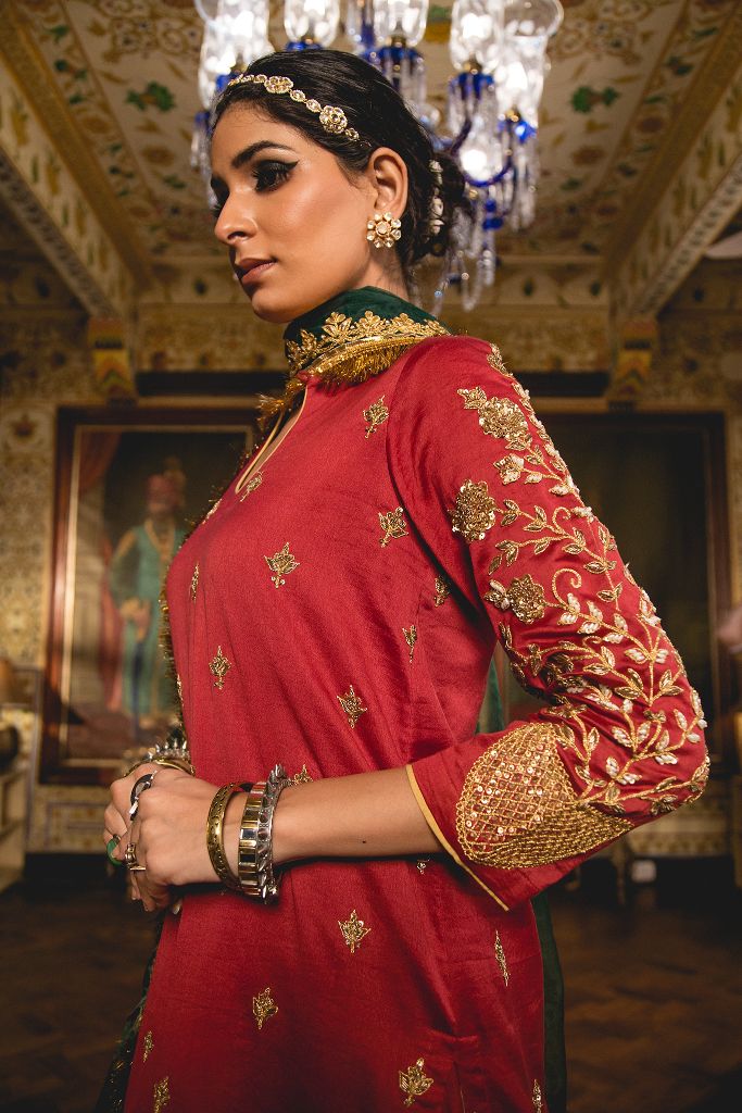 IMAMA MAROON SHARARA SET Gulabo Jaipur