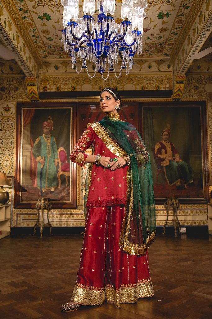 IMAMA MAROON SHARARA SET Gulabo Jaipur