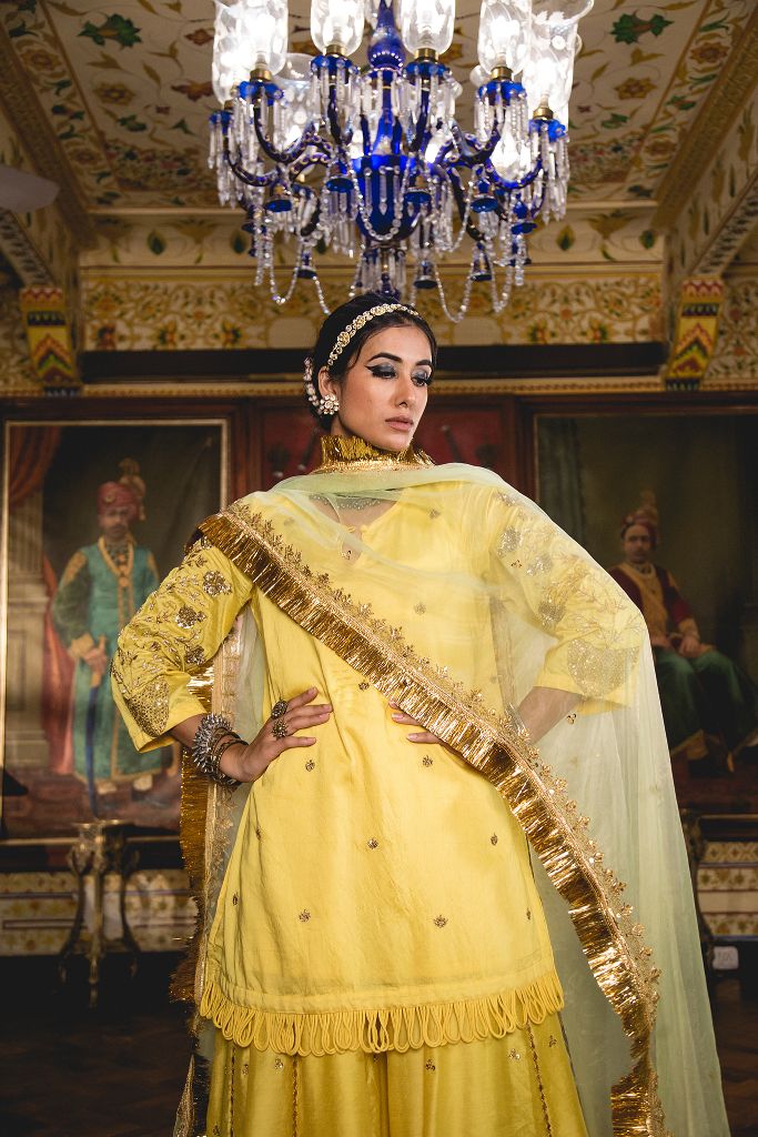 IMAMA YELLOW SHARARA SET Gulabo Jaipur