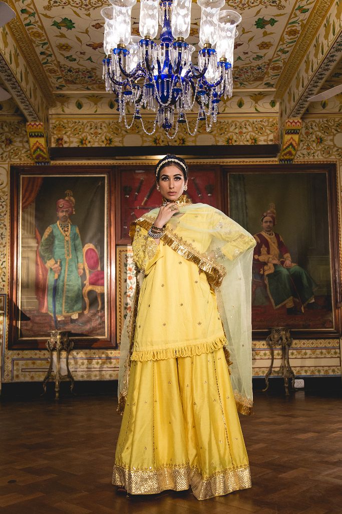 IMAMA YELLOW SHARARA SET Gulabo Jaipur