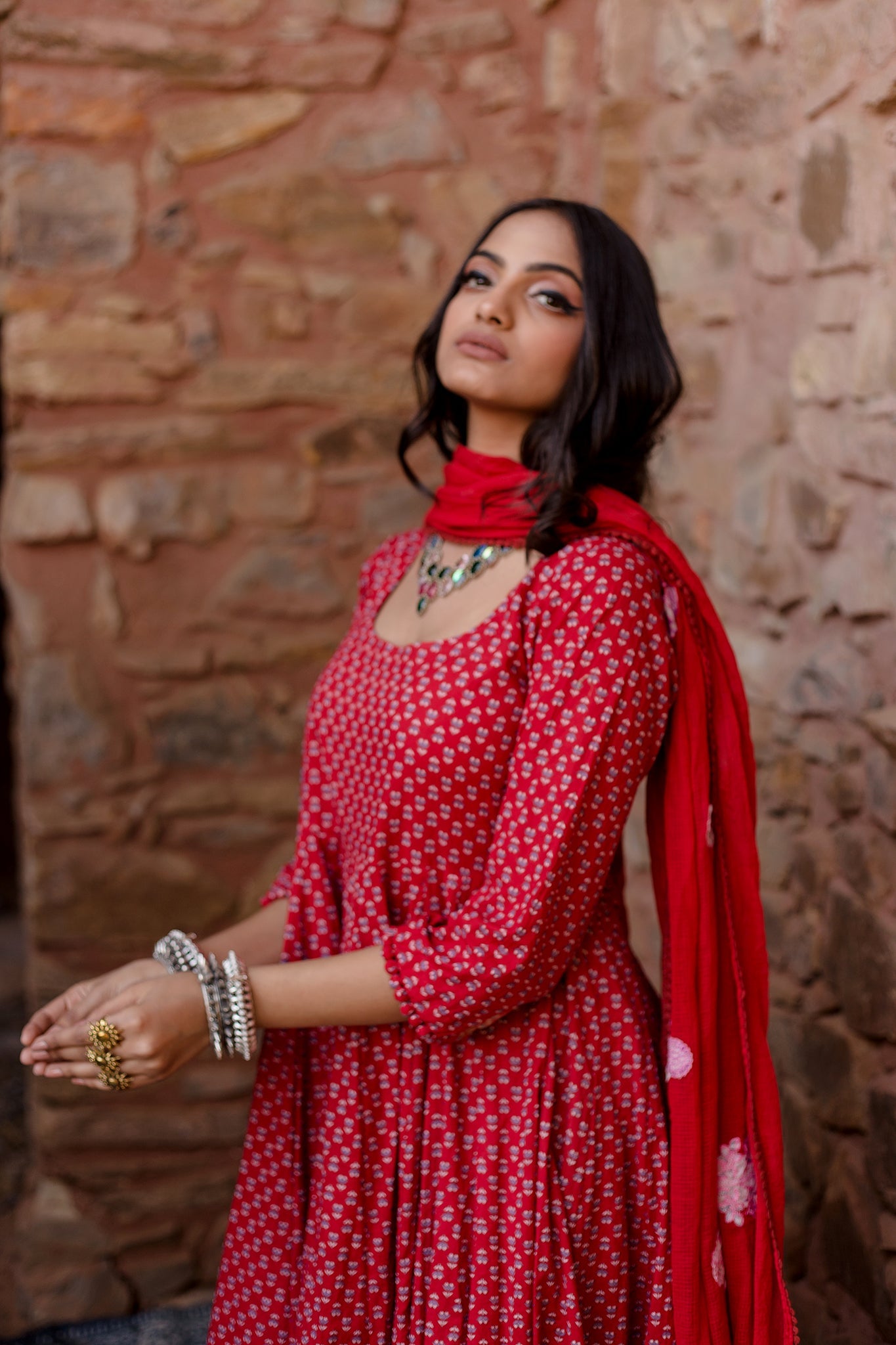 PADMA RED ANARKALI SET