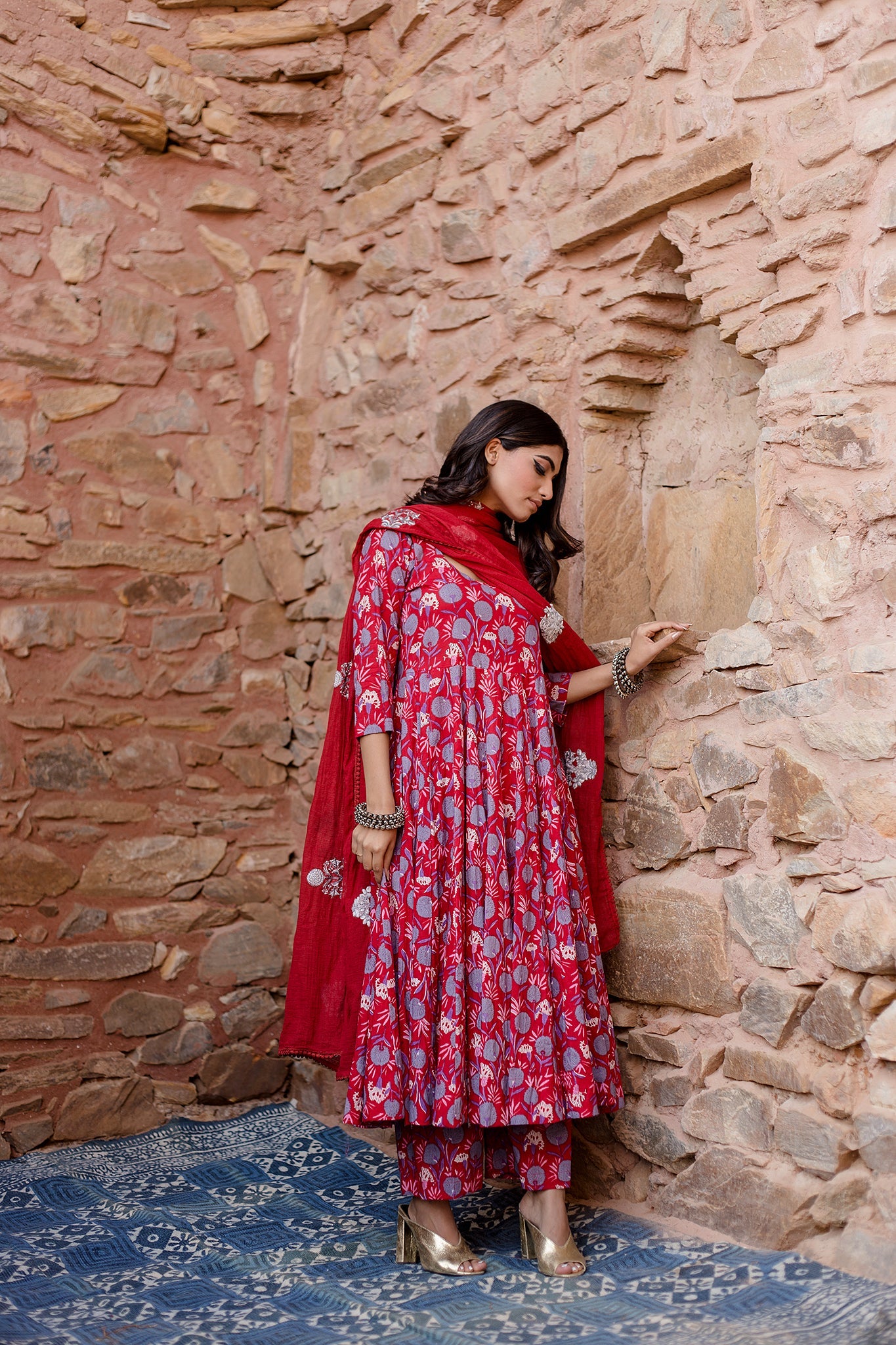 MEENA RED ANARKALI