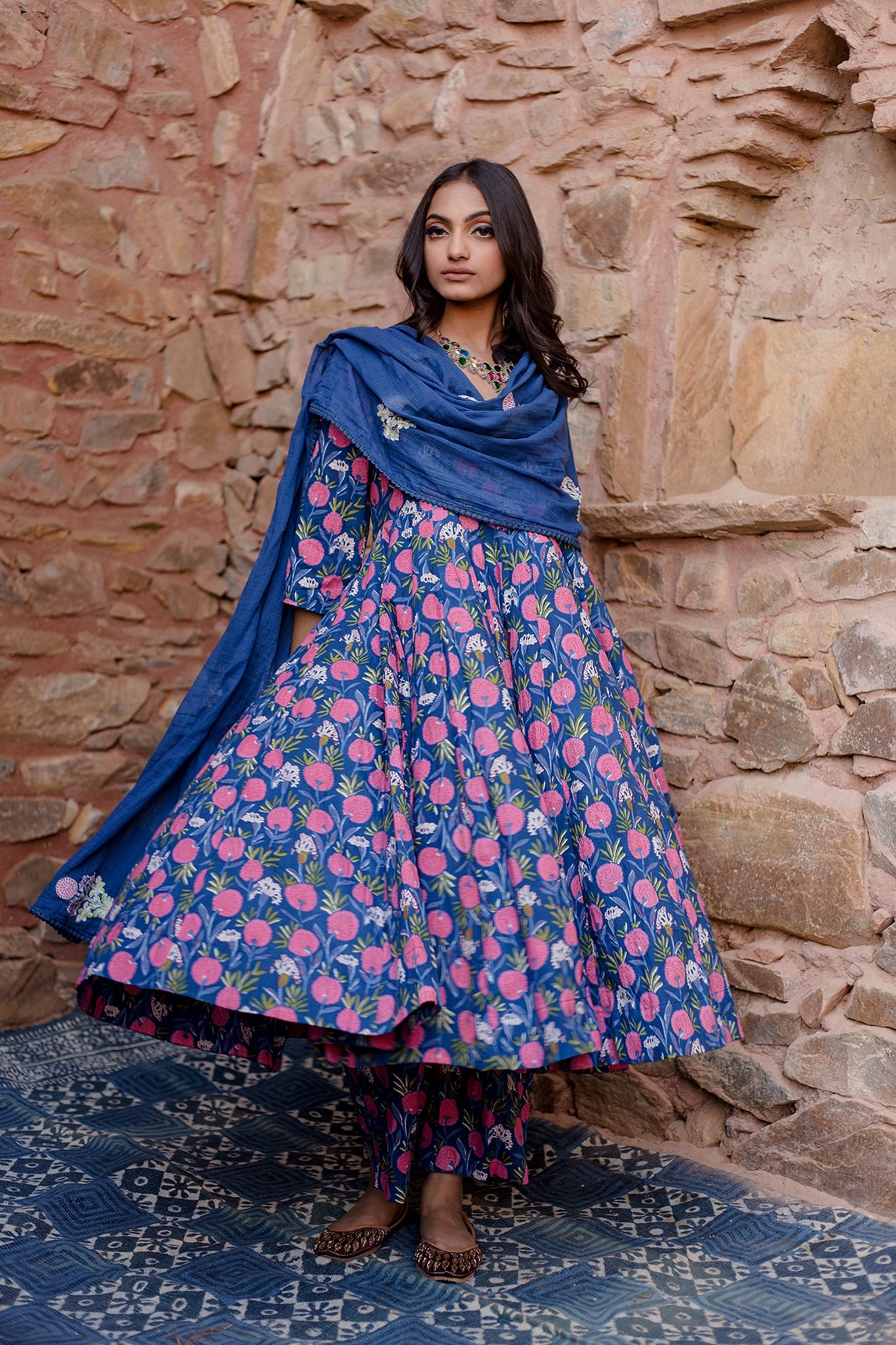 MEENA BLUE ANARKALI