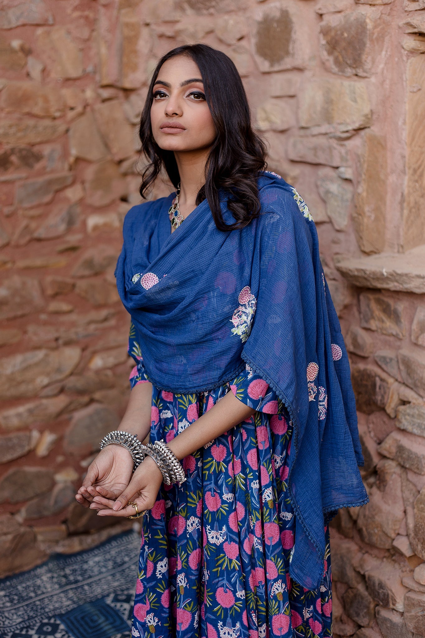 MEENA BLUE ANARKALI