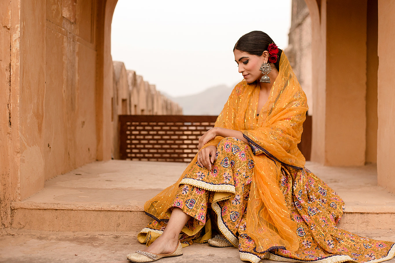 PRITAL TAARI YELLOW ANARKALI SET