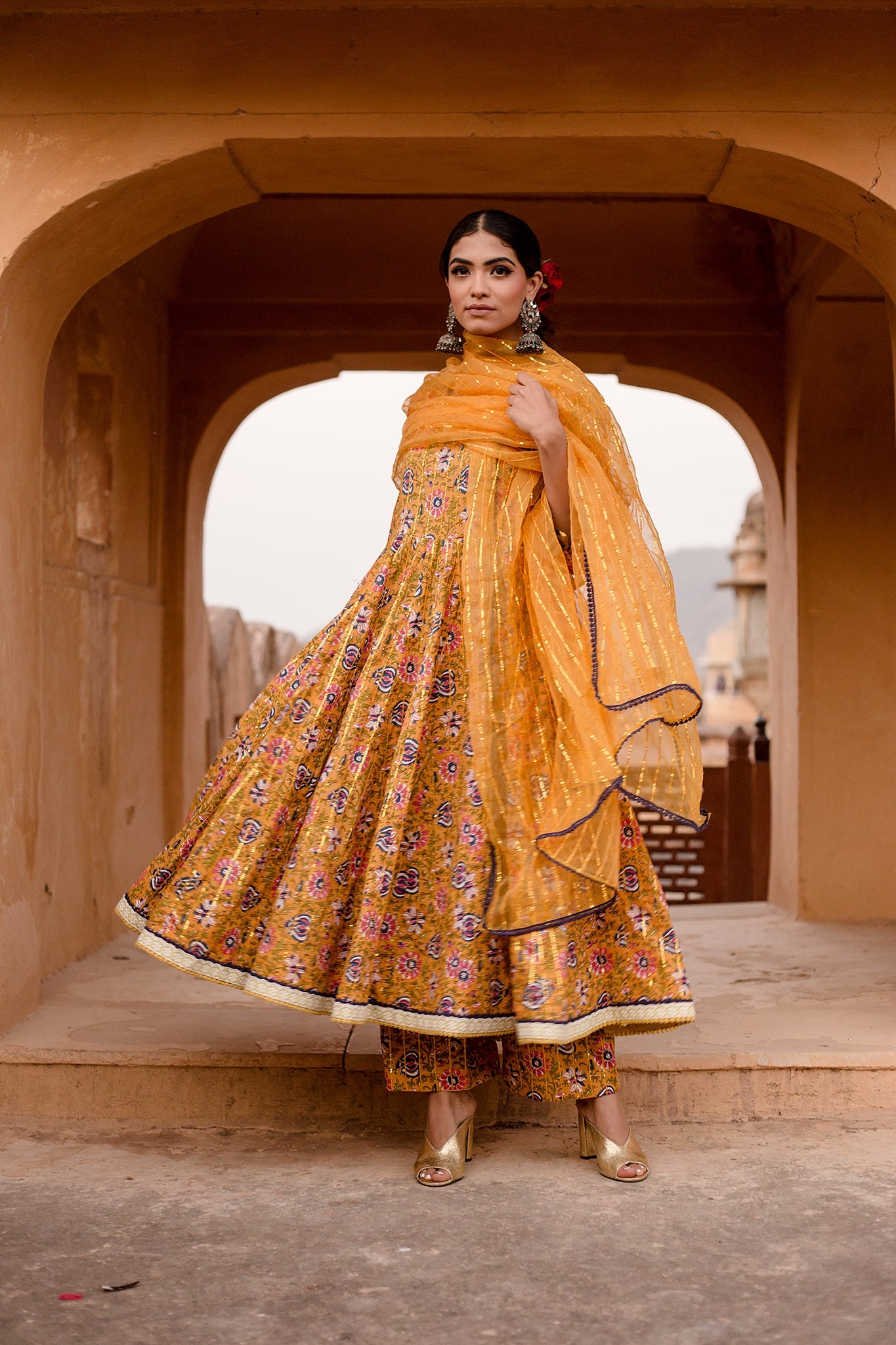 PRITAL TAARI YELLOW ANARKALI SET