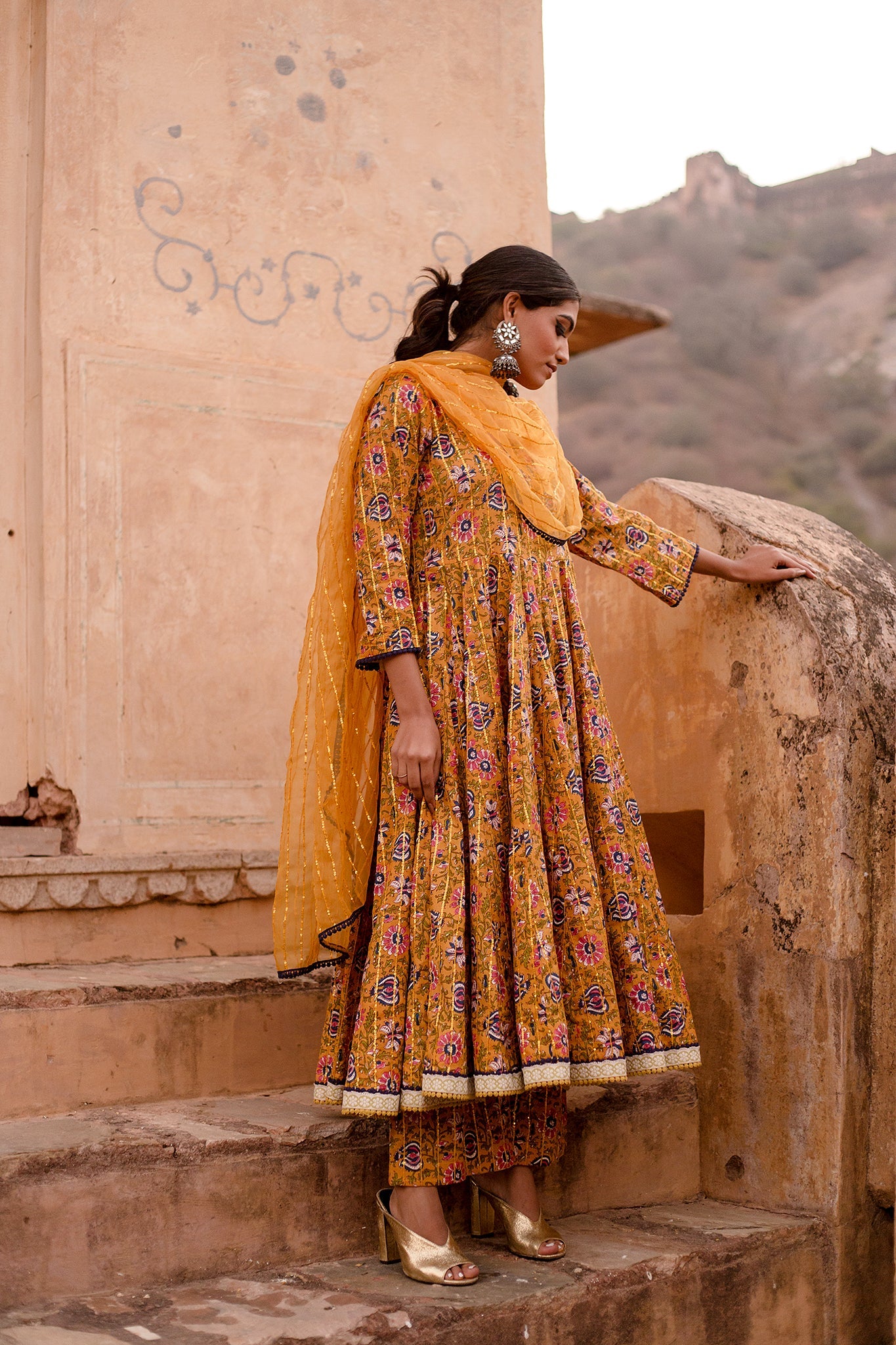 PRITAL TAARI YELLOW ANARKALI SET