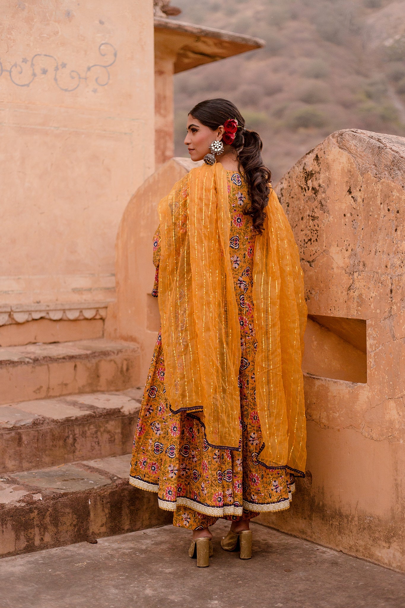 PRITAL TAARI YELLOW ANARKALI SET