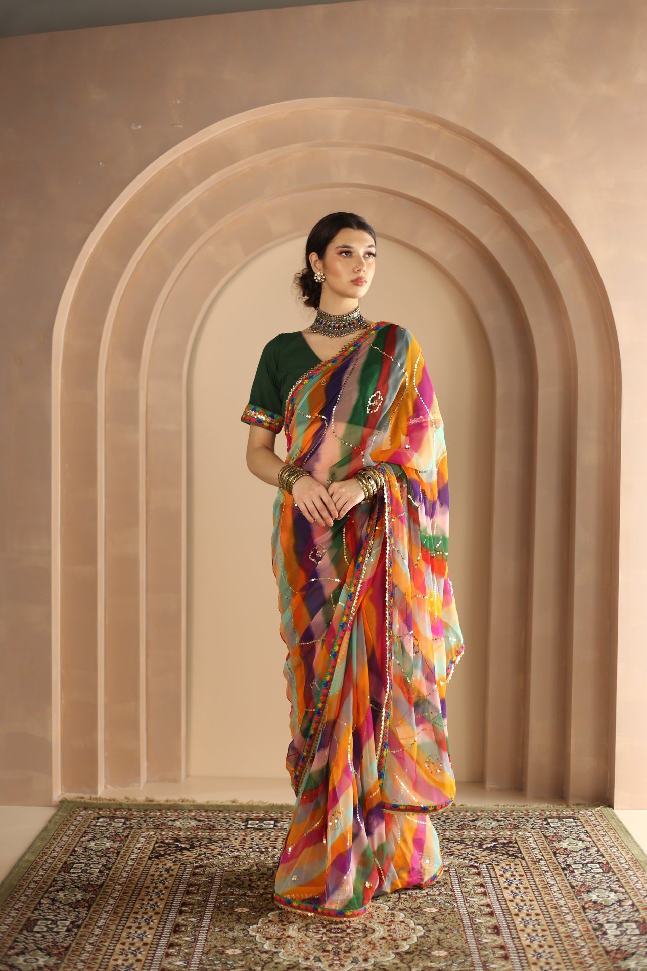 Gulnar Taari Jaal Leheriya Georgette Saree