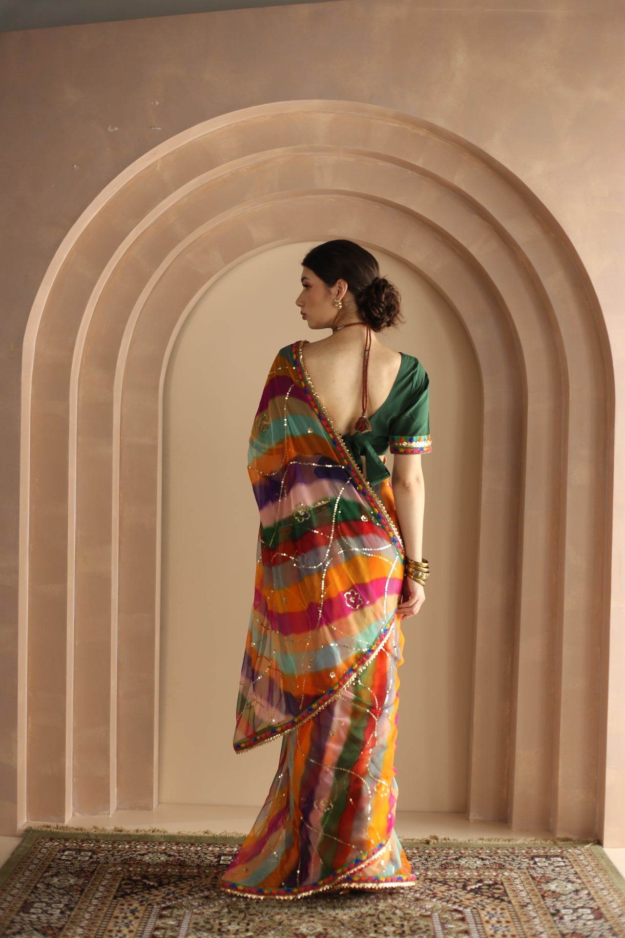 GULNAR TAARI JAAL LEHERIYA GEORGETTE SAREE