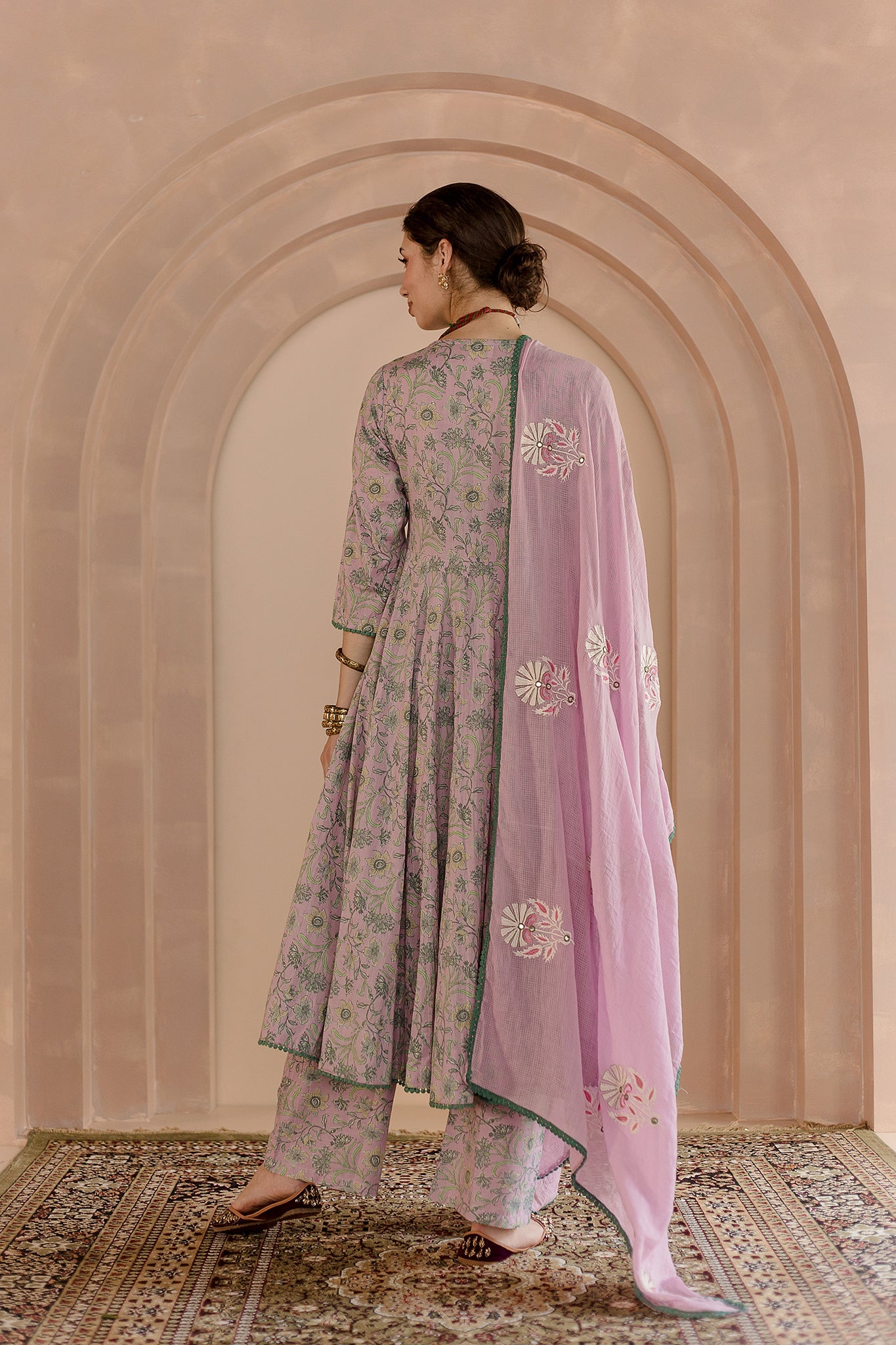 COTTON ANARKALI WITH COTTON PANTS SHAILA PINK ANARKALI SET