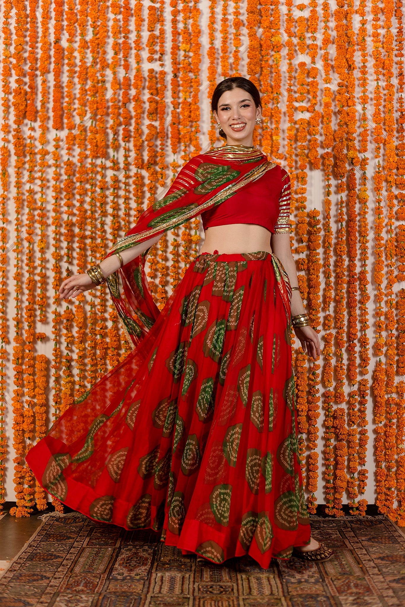 CHANCHAL RED GEORGETTE LEHENGA SET WITH DUPATTA