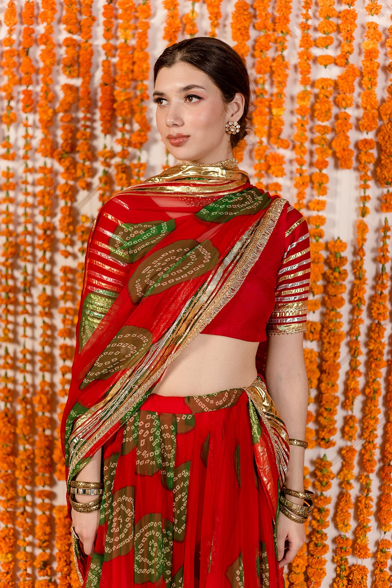 CHANCHAL RED GEORGETTE LEHENGA SET WITH DUPATTA