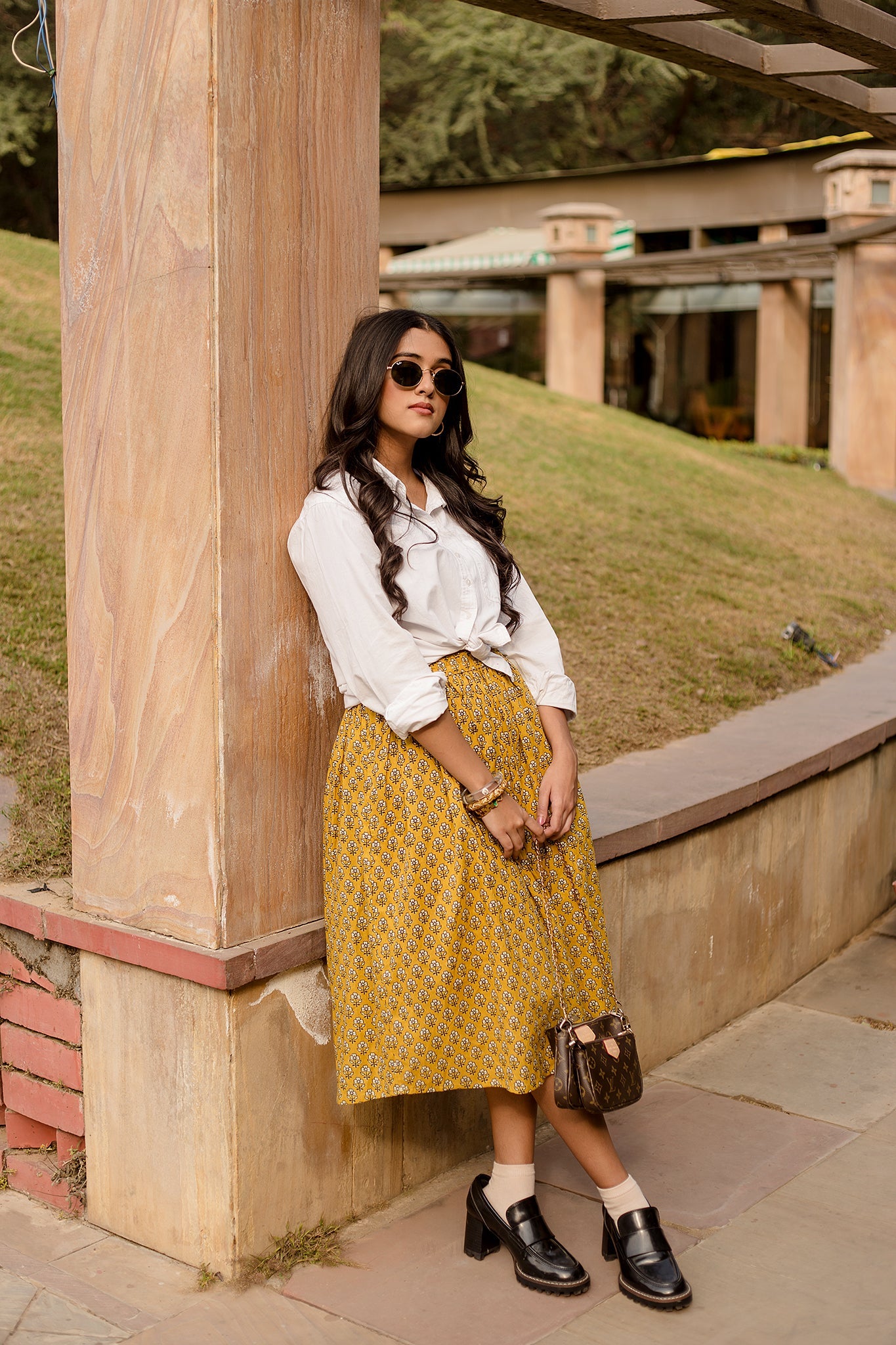 BETTY YELLOW SKIRT Block print with intricate designs